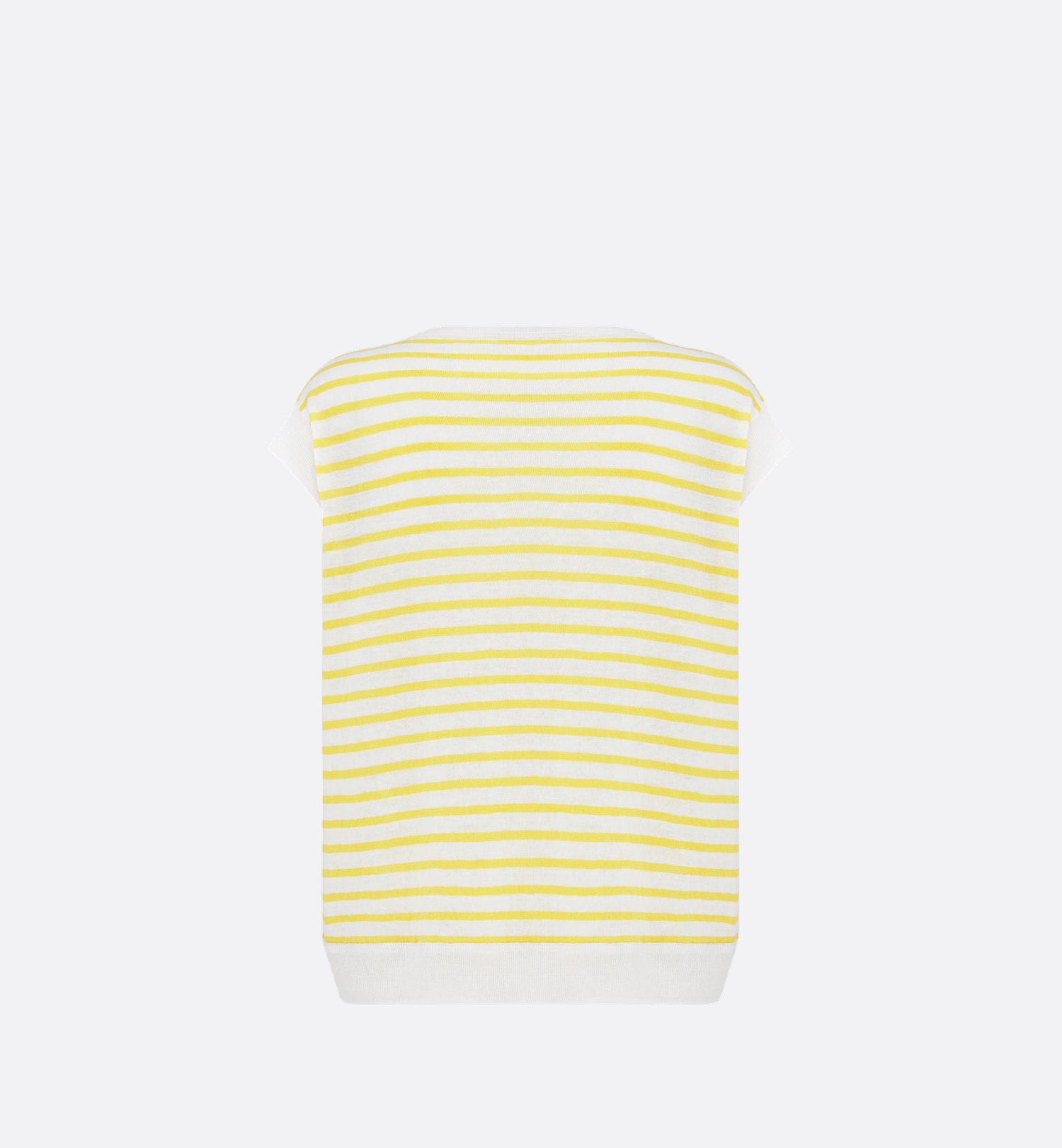 Dioriviera Sleeveless Sweater White And Lemon Yellow Linen, Cashmere And Silk Knit With Dior Marinière Motif