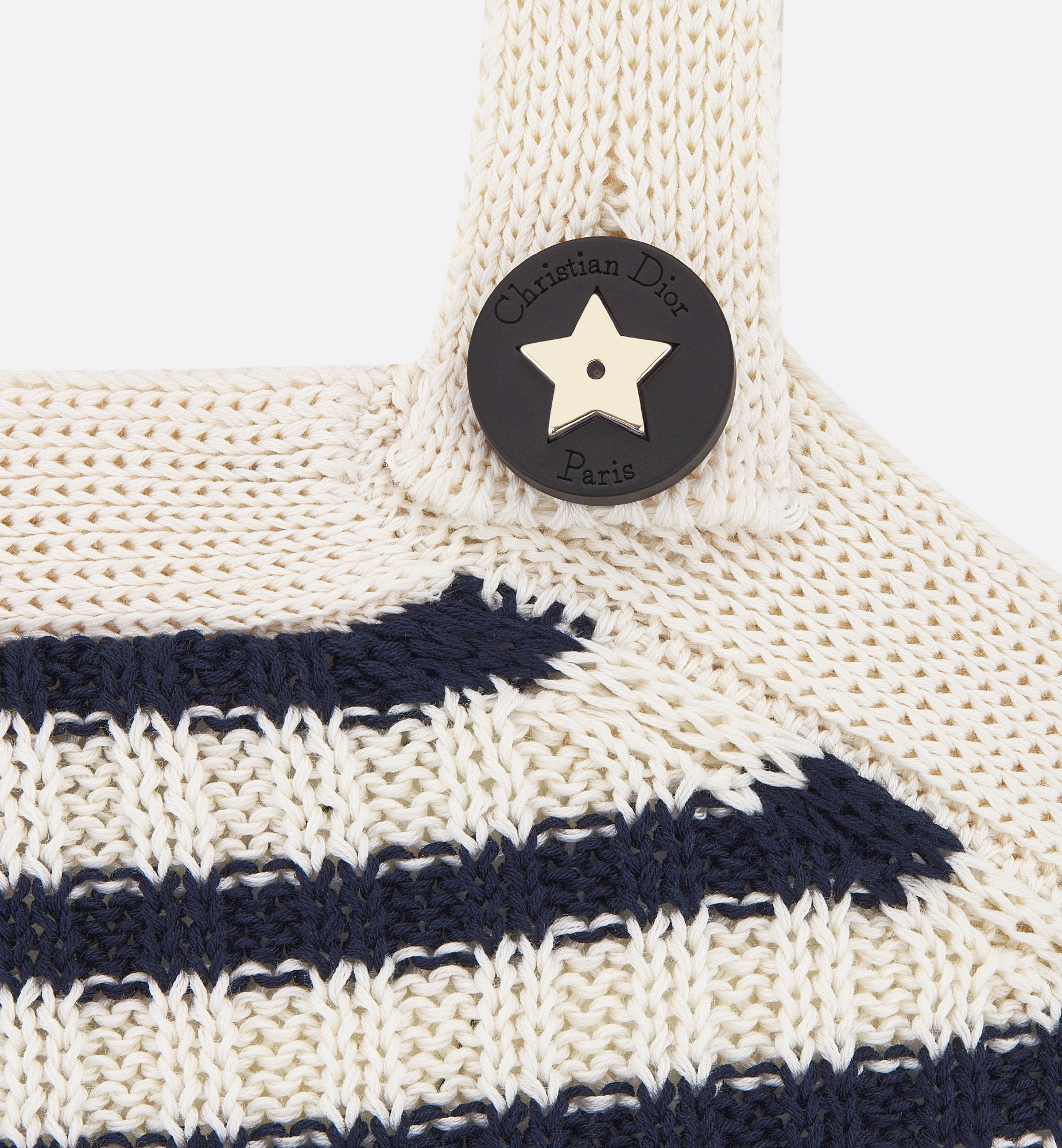 Dioriviera Backless Tank Top White And Navy Blue Cotton Ribbed Knit With Dior Marinière Motif