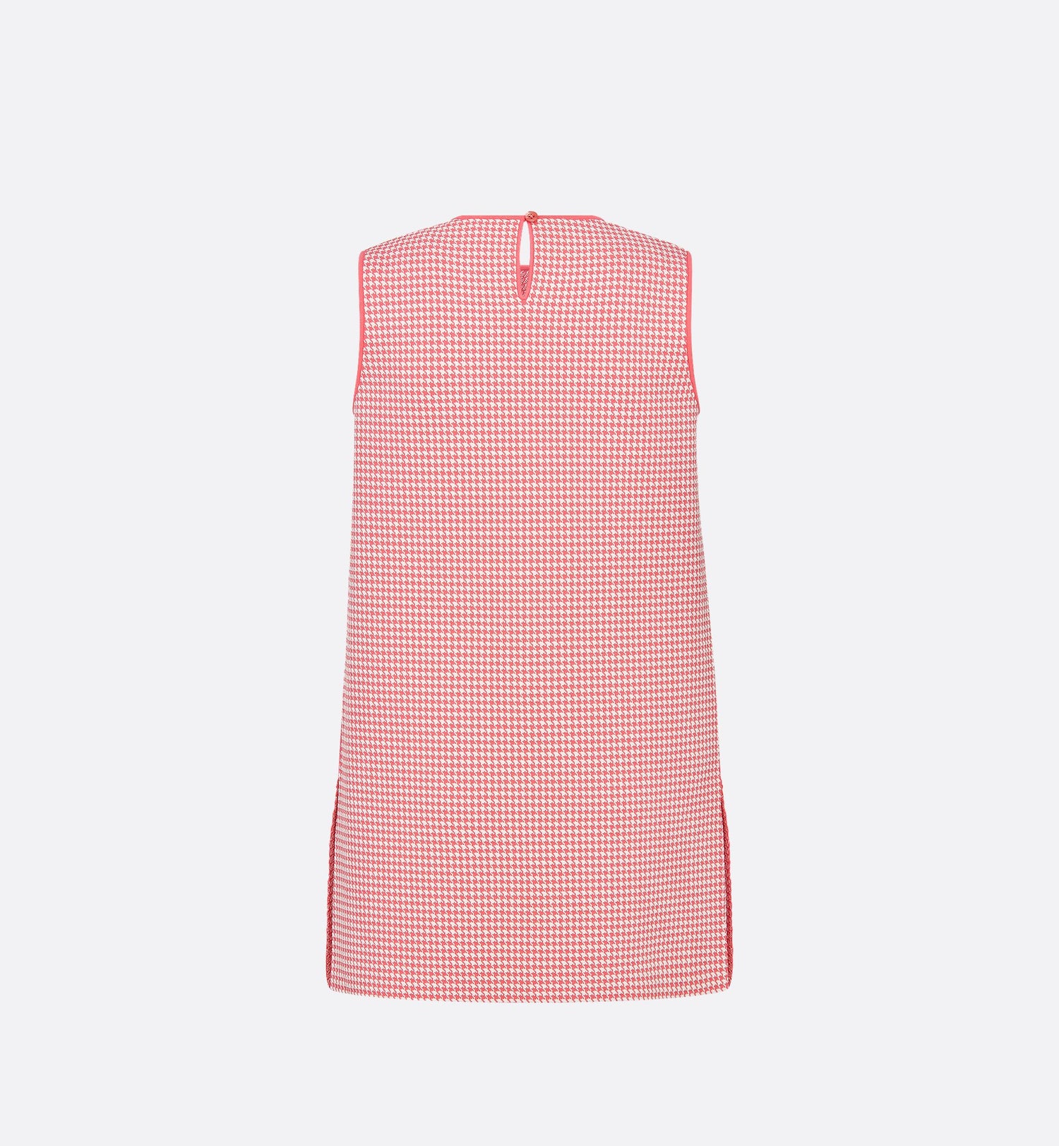 Dioriviera Short Straight Dress White And Candy Pink Houndstooth Technical Knit