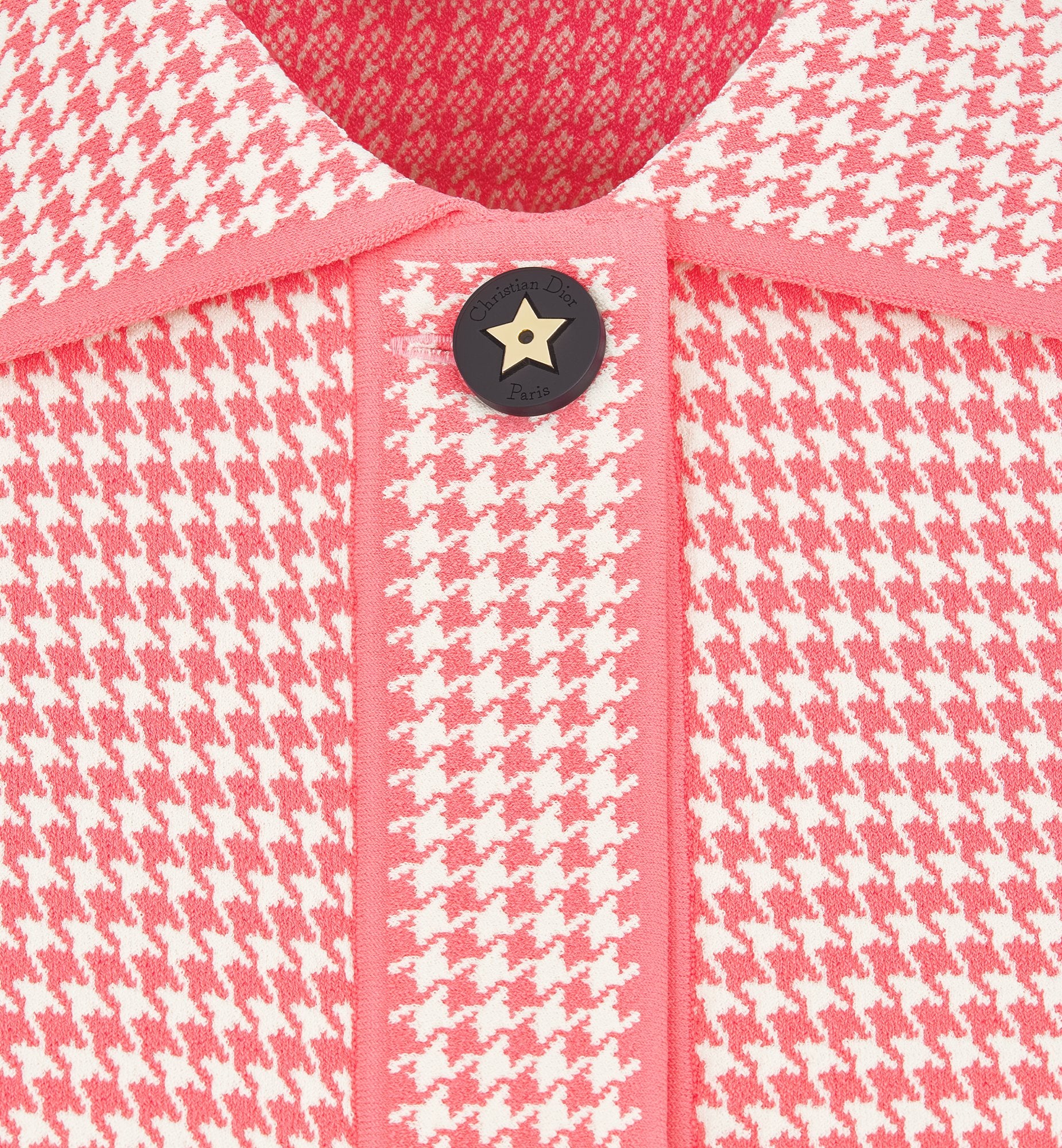 Dioriviera Jacket White And Candy Pink Houndstooth Technical Knit