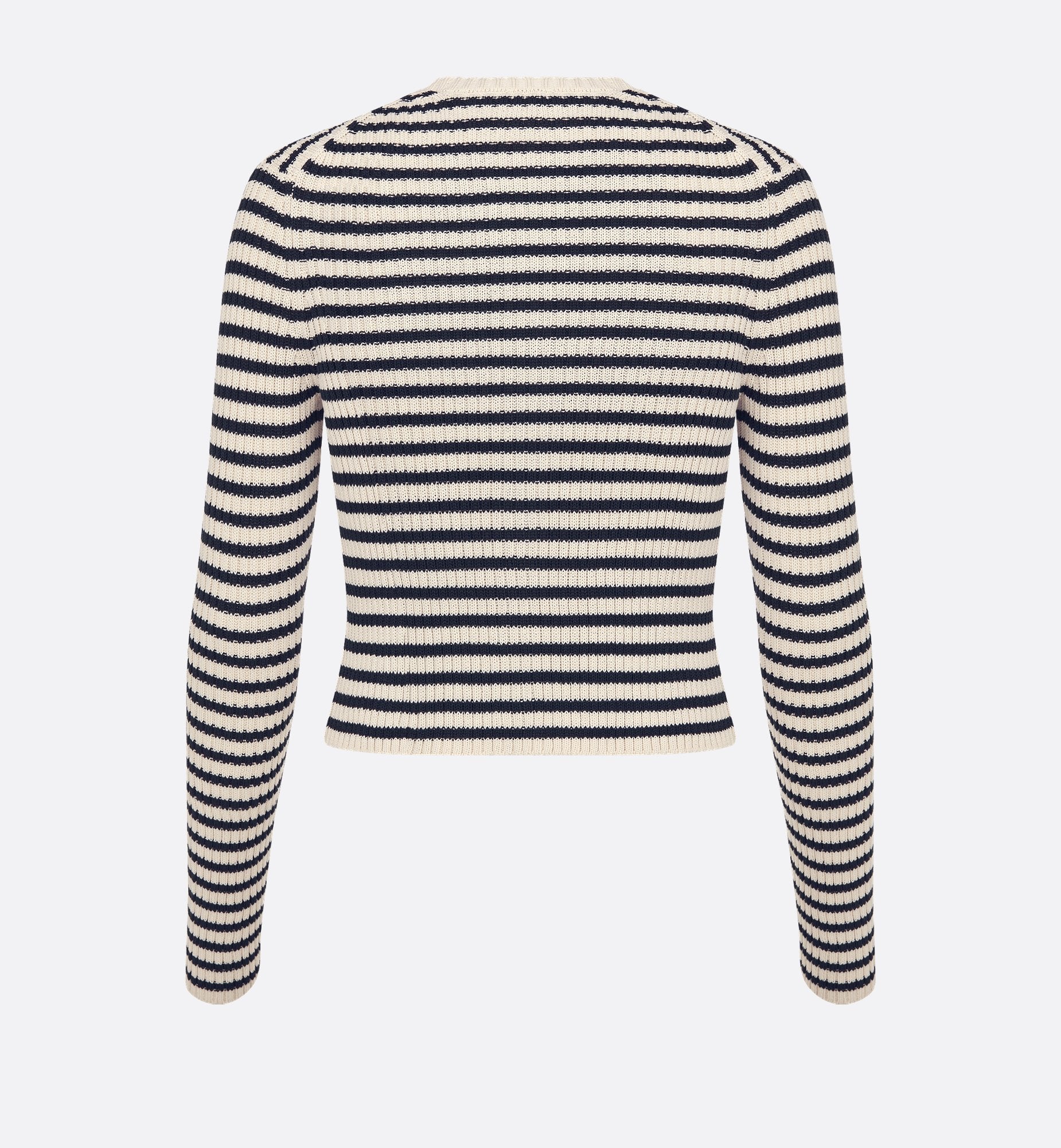 Dioriviera Twinset White And Navy Blue Cotton Ribbed Knit With Dior Marinière Motif