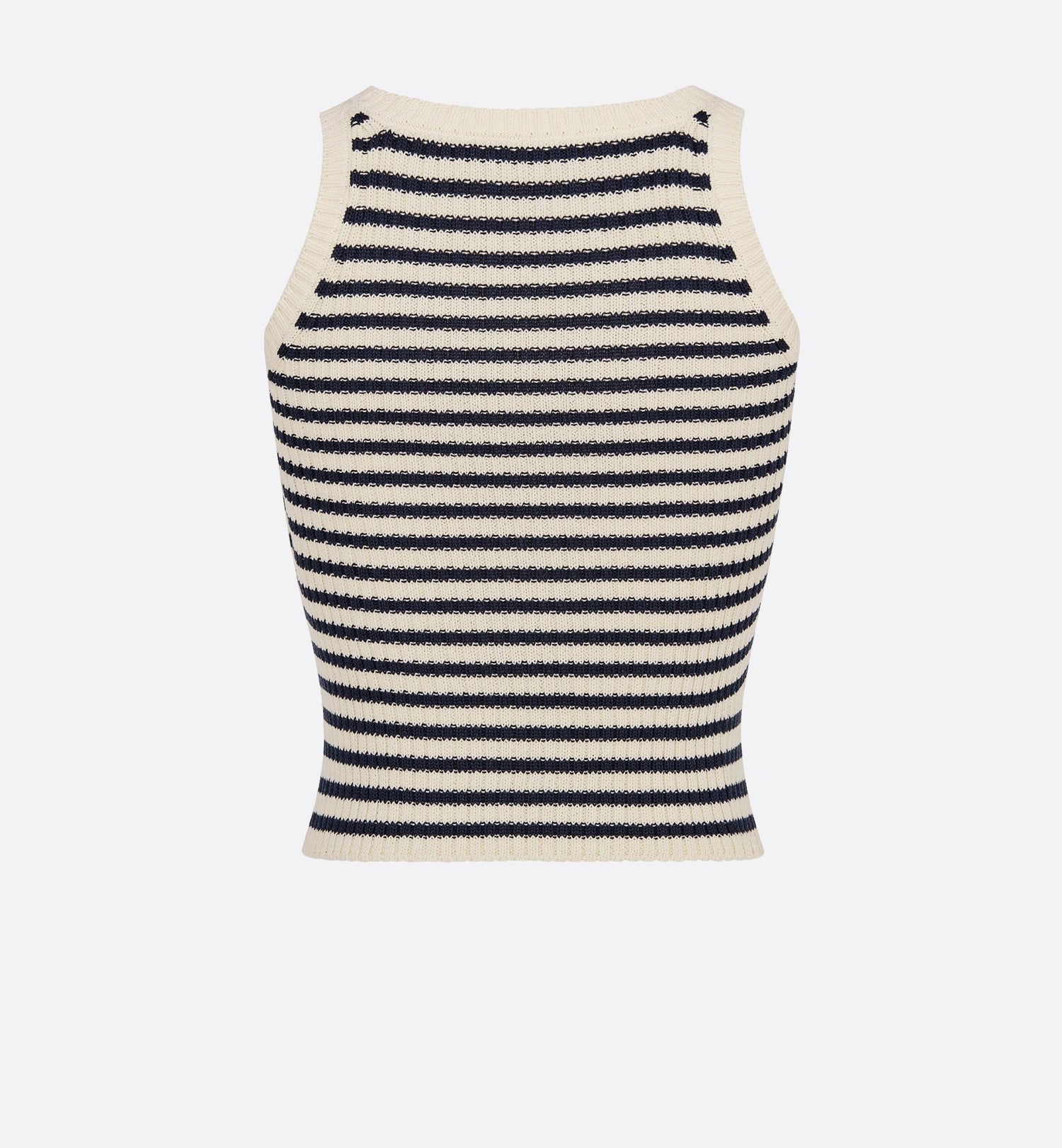 Dioriviera Twinset White And Navy Blue Cotton Ribbed Knit With Dior Marinière Motif