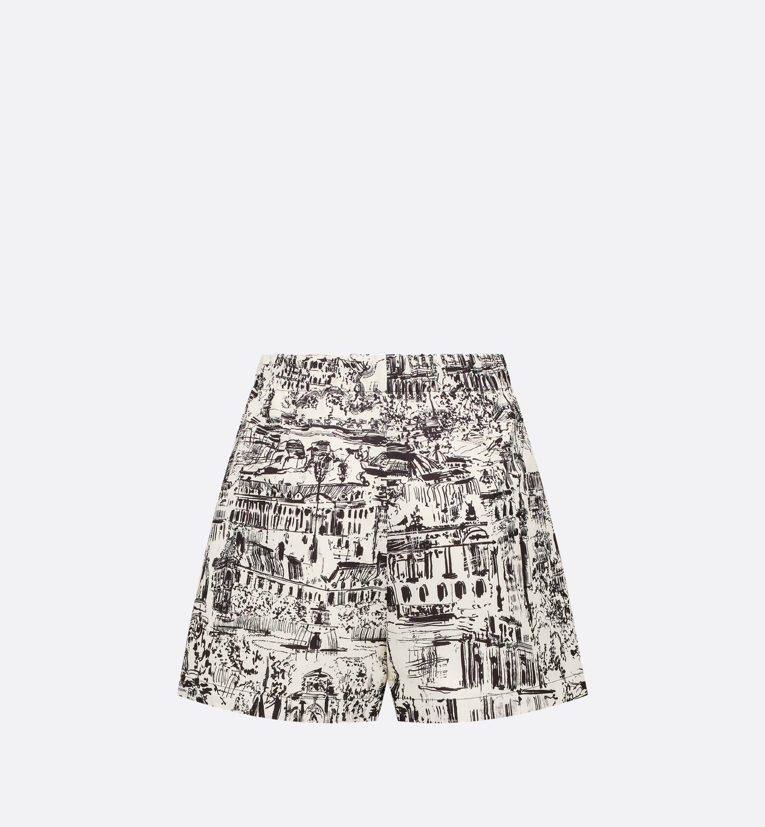 Skort White And Black Technical Taffeta Jacquard With Paris Allover Motif