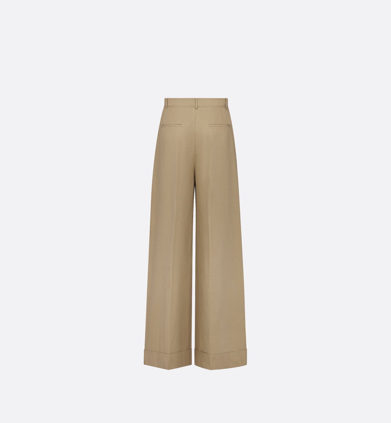 Wide-Leg Pants Beige Cotton Gabardine