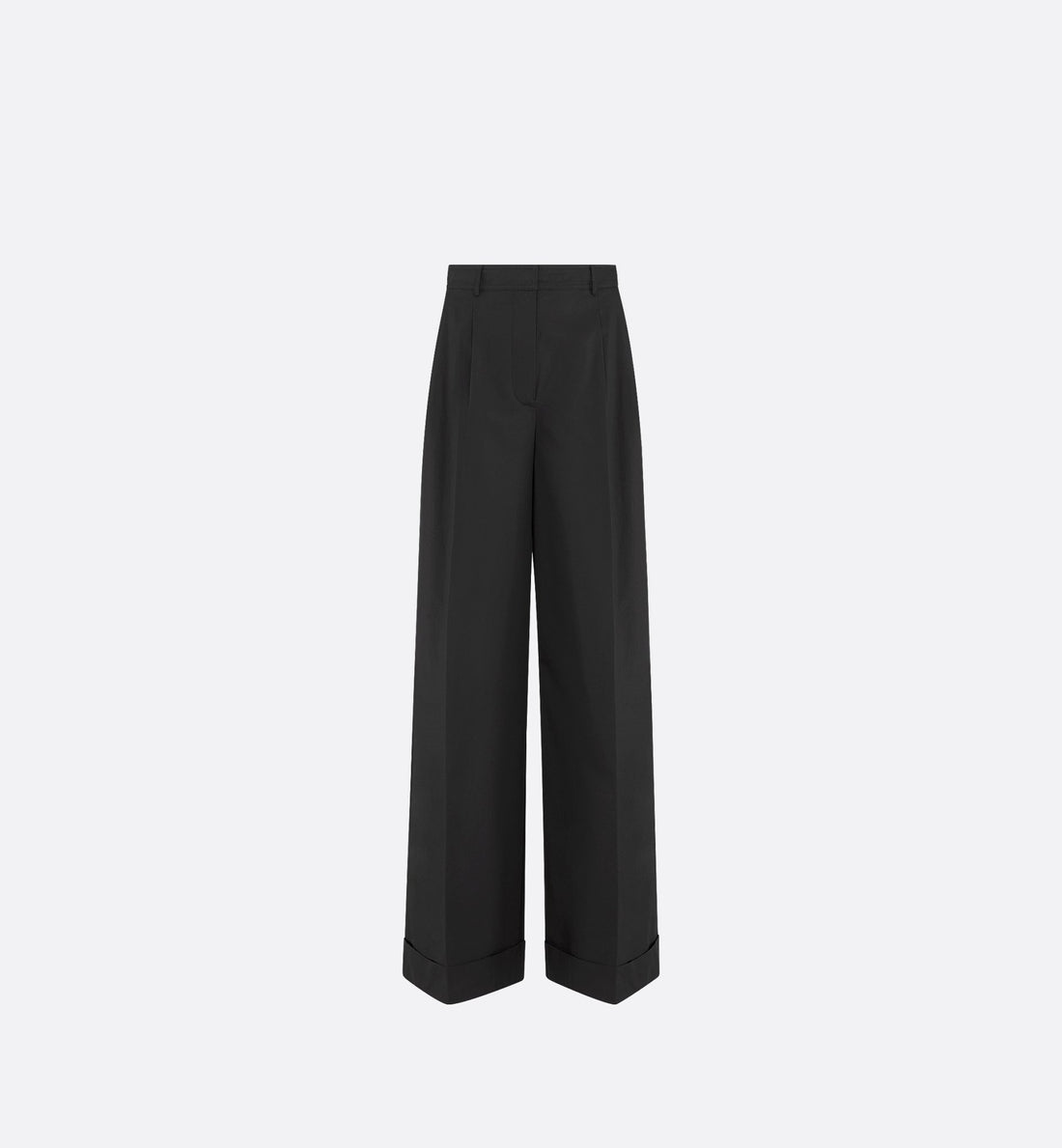 Wide-Leg Pants Black Cotton Gabardine