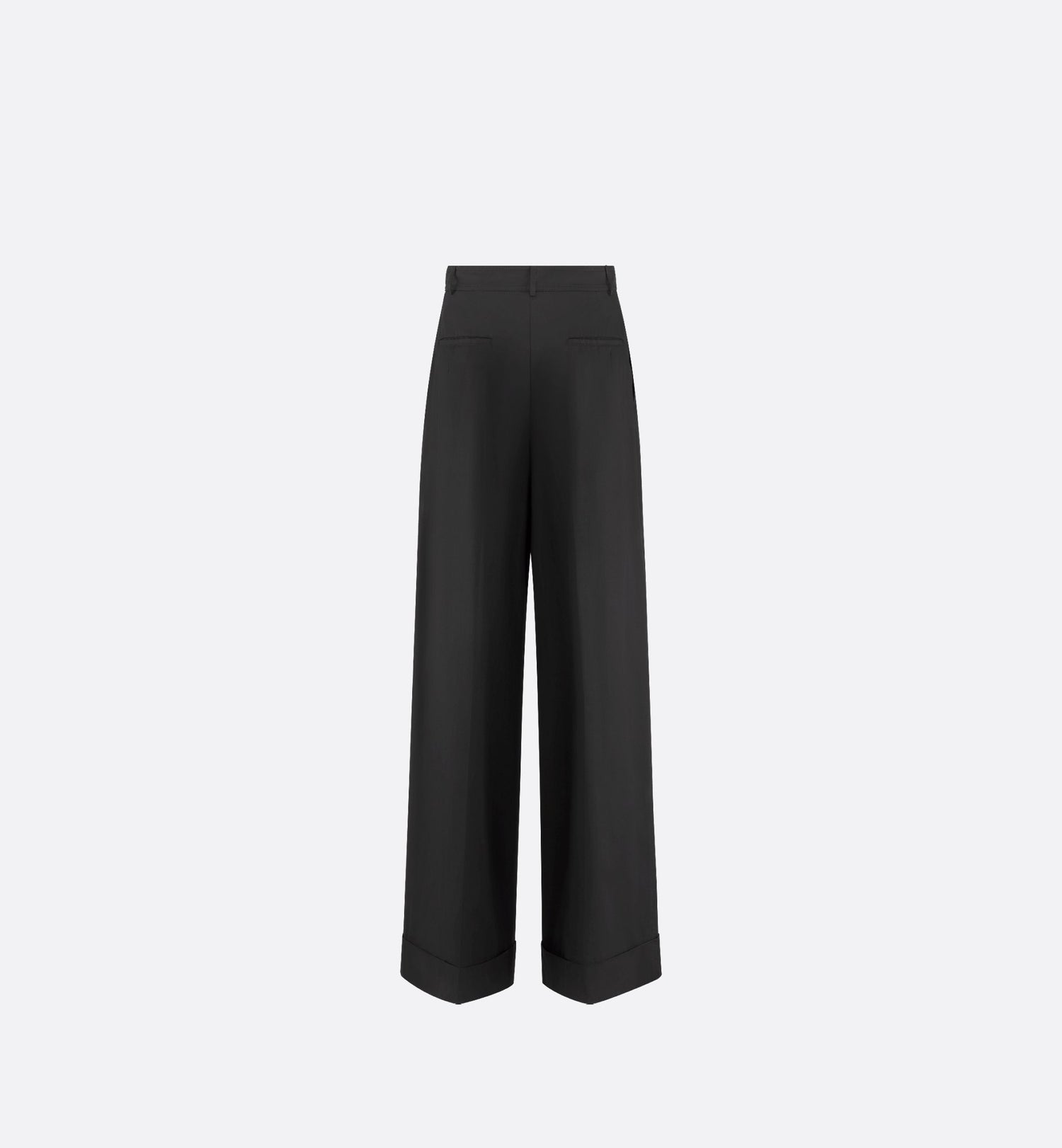 Wide Leg Pants Black Cotton Gabardine