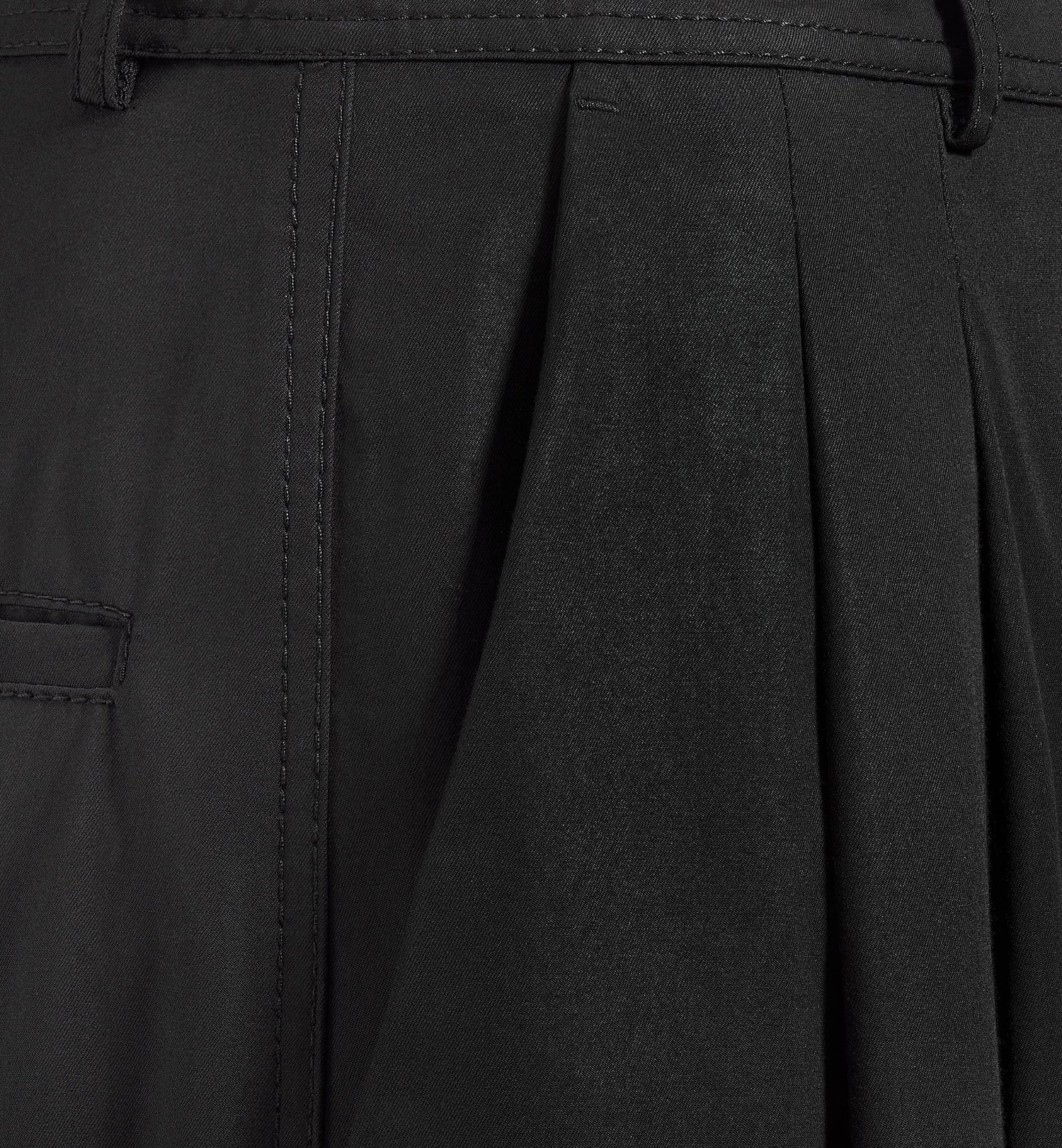 Wide-Leg Pants Black Cotton Gabardine