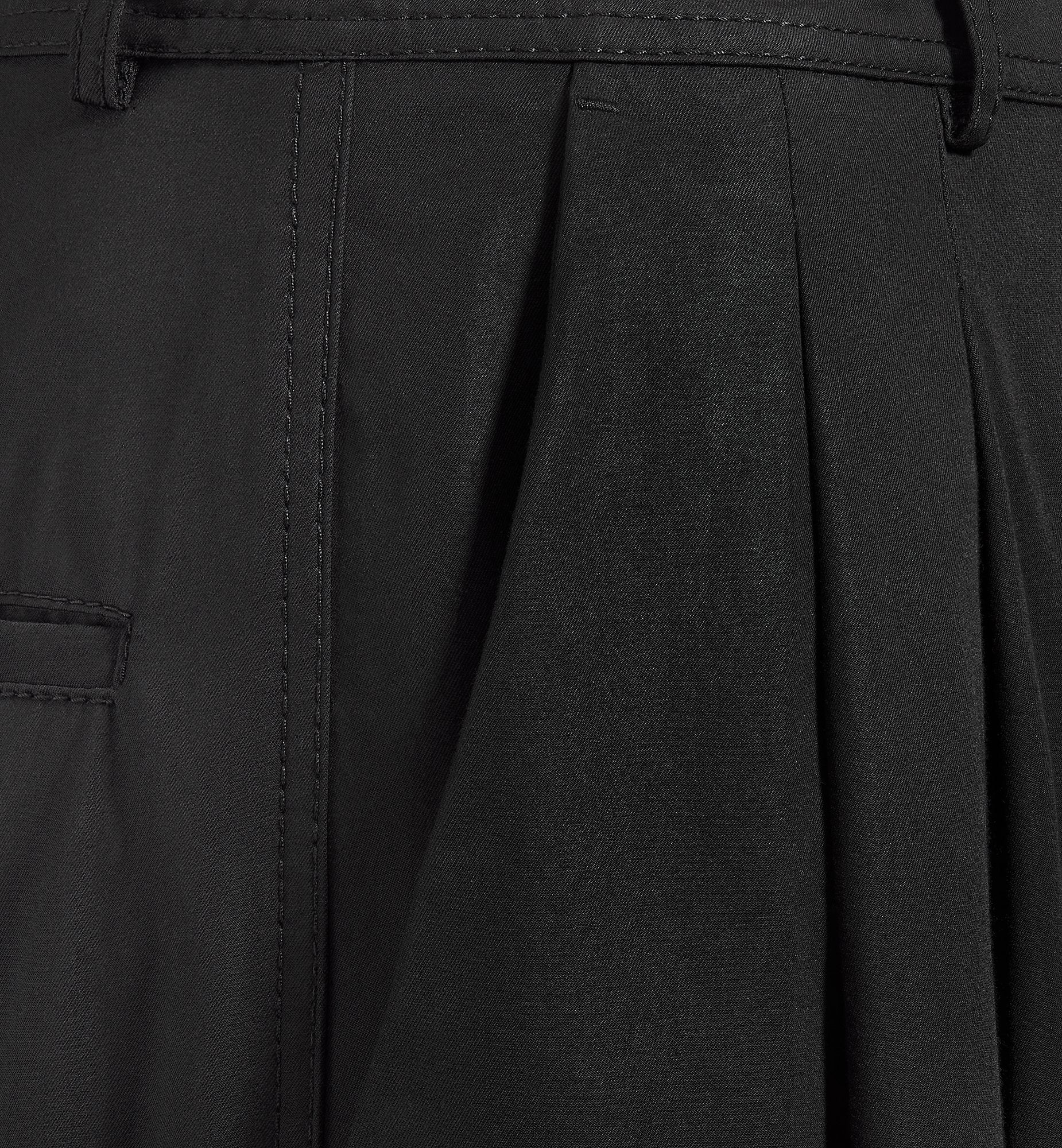 Wide Leg Pants Black Cotton Gabardine