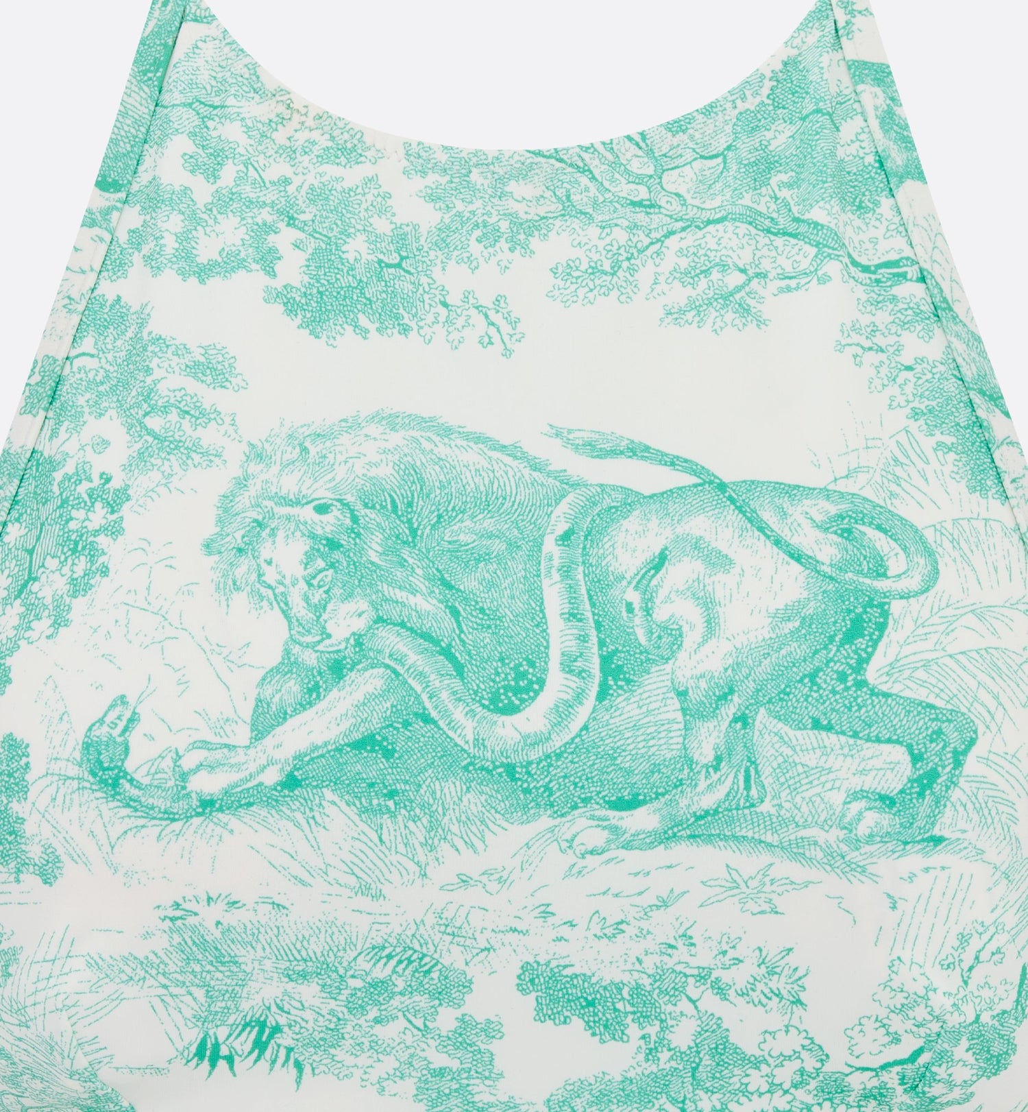 Dioriviera Swimsuit Top White And Aquamarina Technical Fabric With Toile De Jouy Sauvage Motif