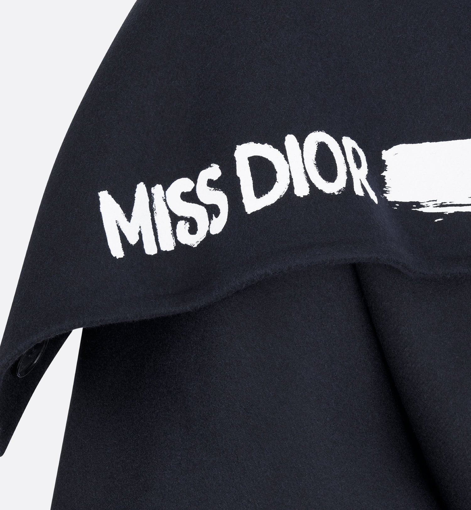 Bomber Jacket With Oversized Collar Navy Blue Double-Sided Virgin Wool And Rabbit Fur Blend Felt With White Miss Dior Graffiti Signature