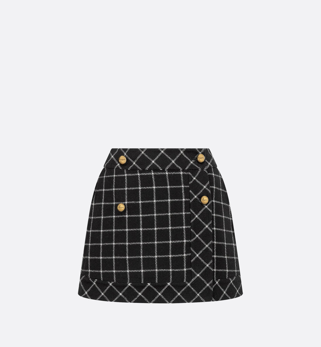 Wrap Miniskirt Black And White Double-Sided Check&