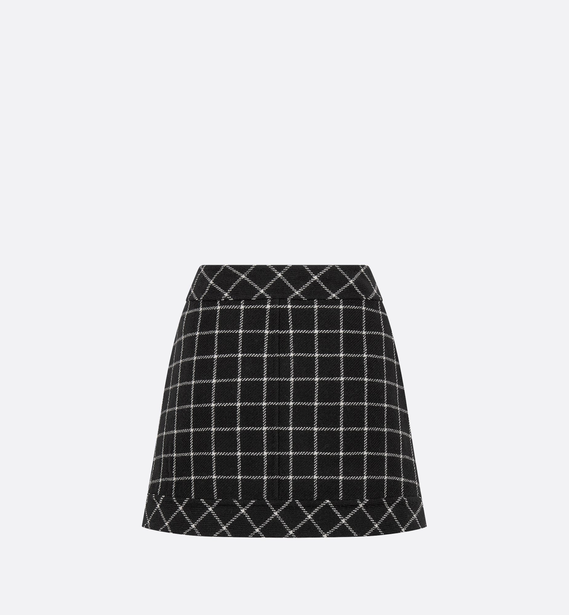 Wrap Miniskirt Black And White Double Sided Check&