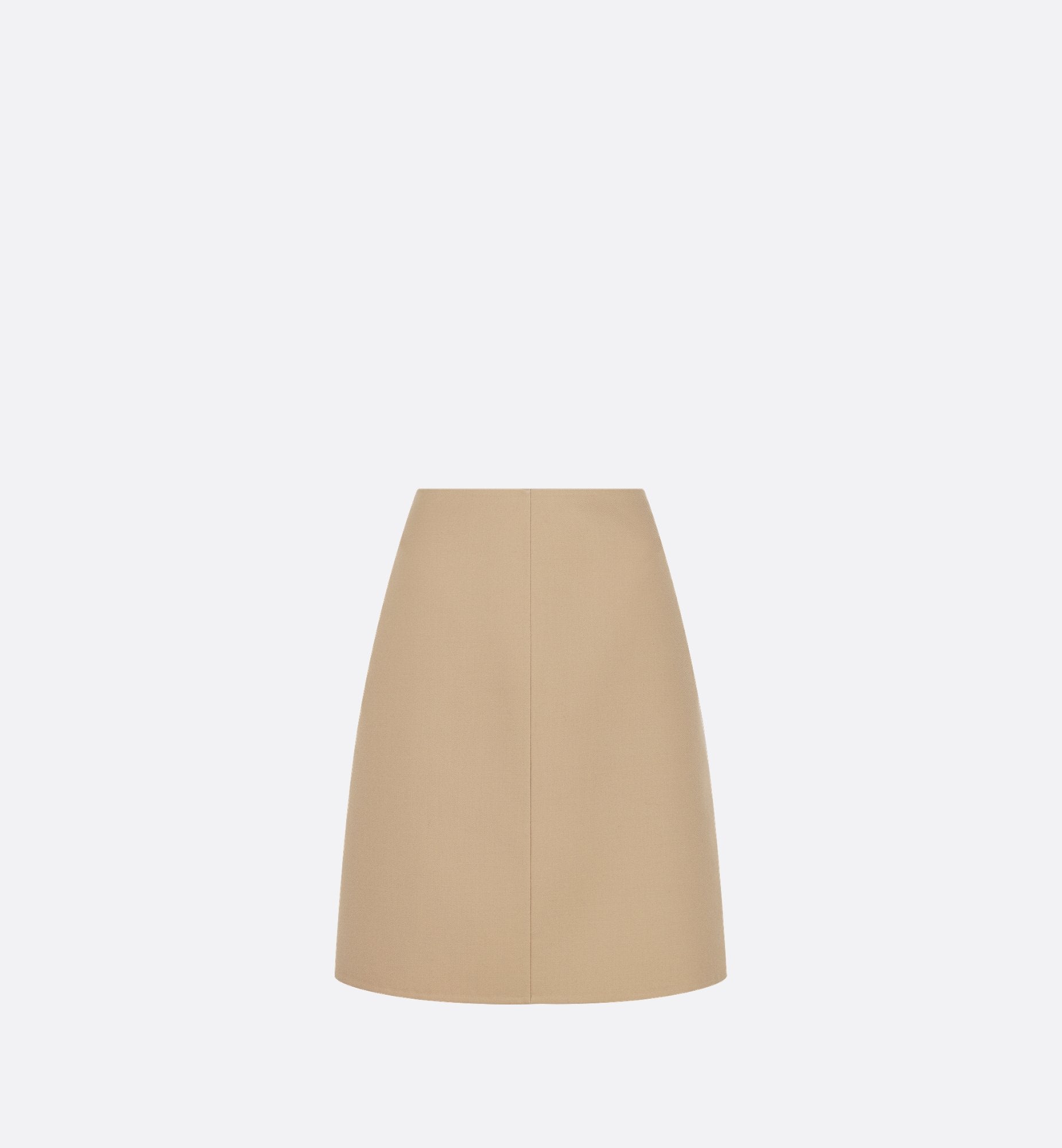 Straight Skirt Beige Virgin Wool And Silk Gabardine