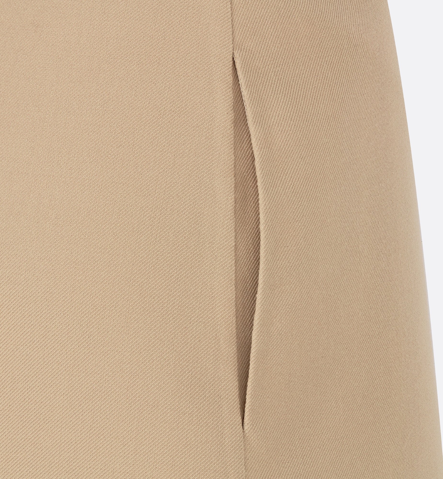 Straight Skirt Beige Virgin Wool And Silk Gabardine