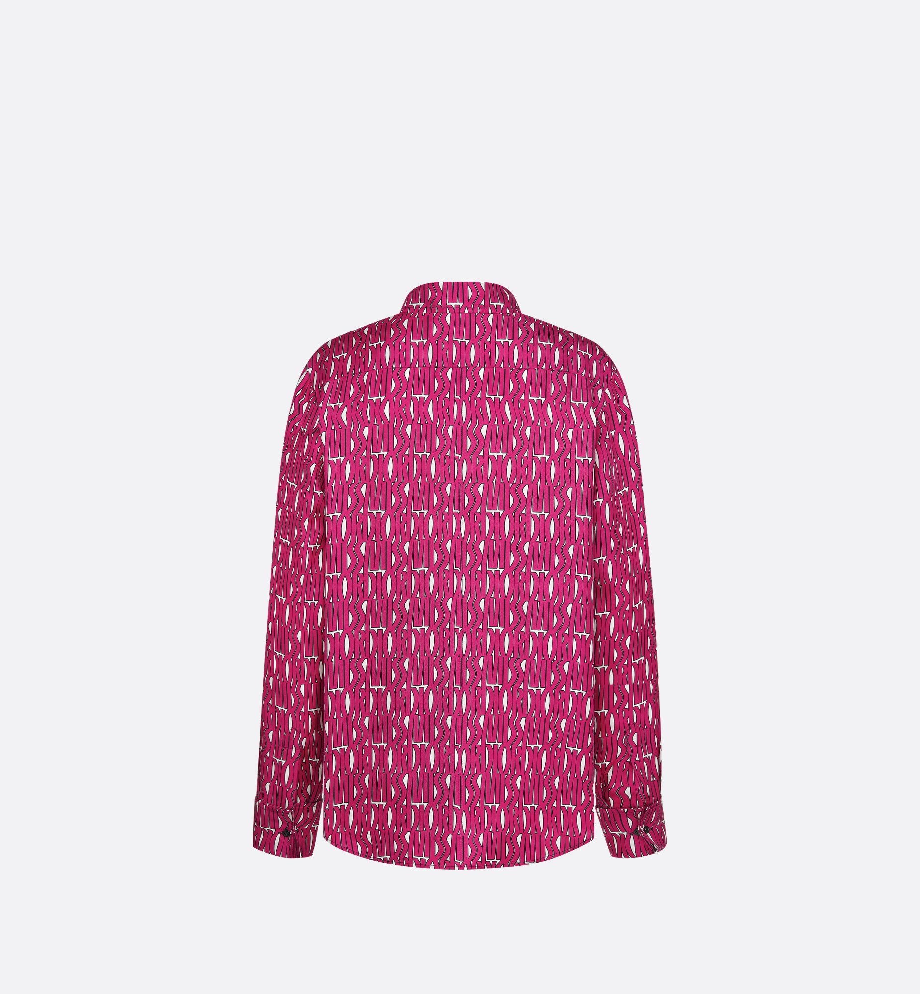 Blouse White Silk Twill With Fuchsia Miss Dior Allover Motif