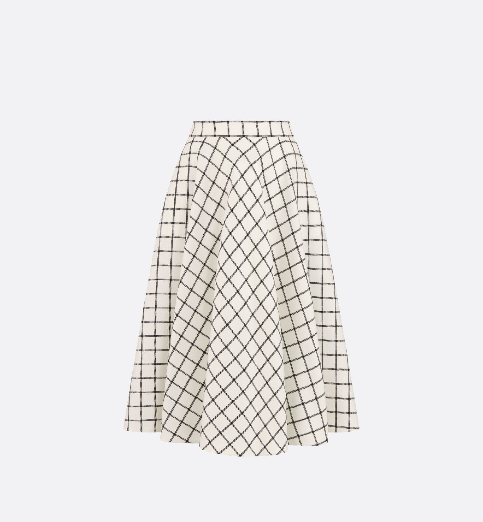 Flared Skirt White And Black Check&