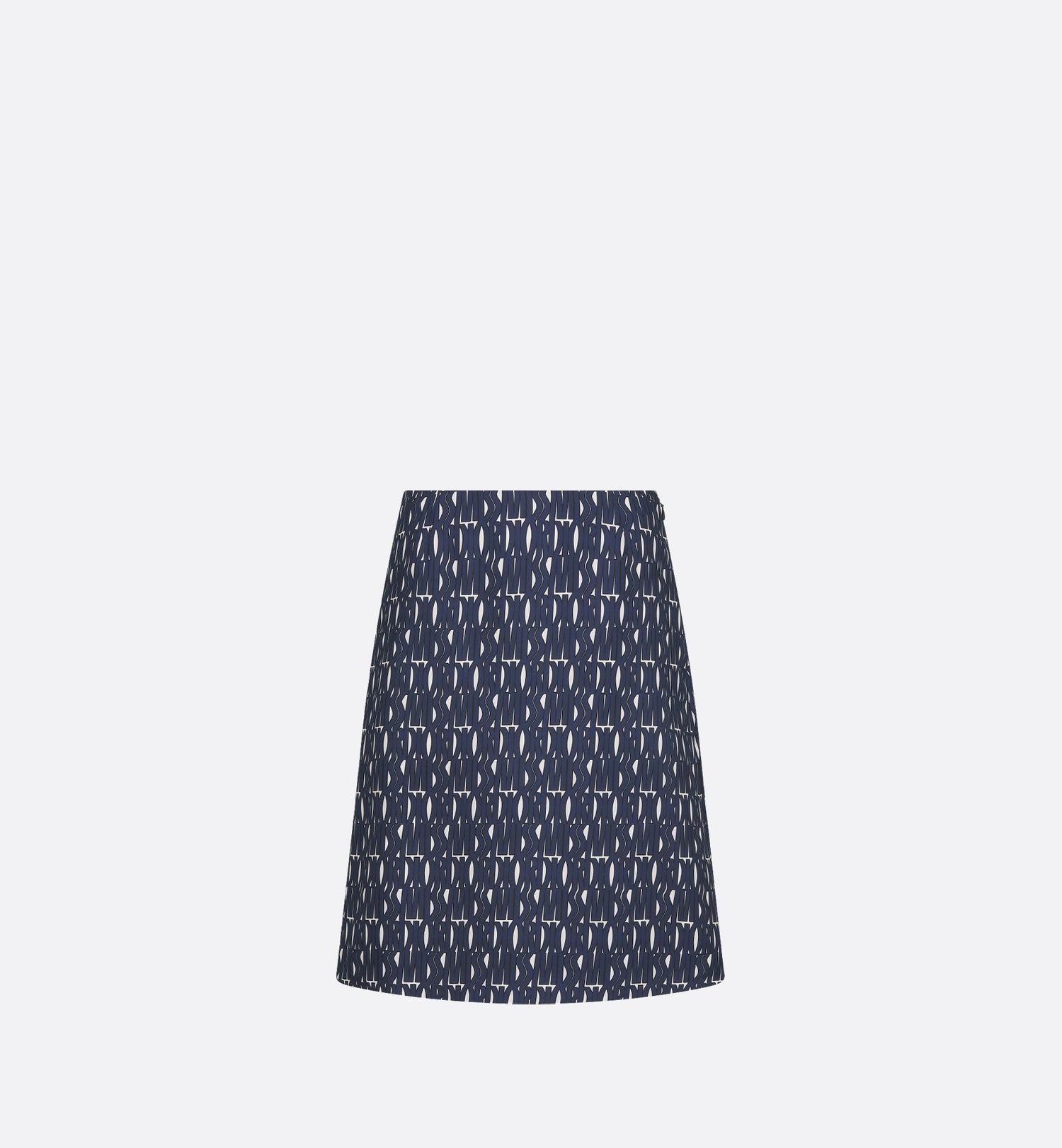 Skirt White Silk Twill With Navy Blue Miss Dior Allover Motif