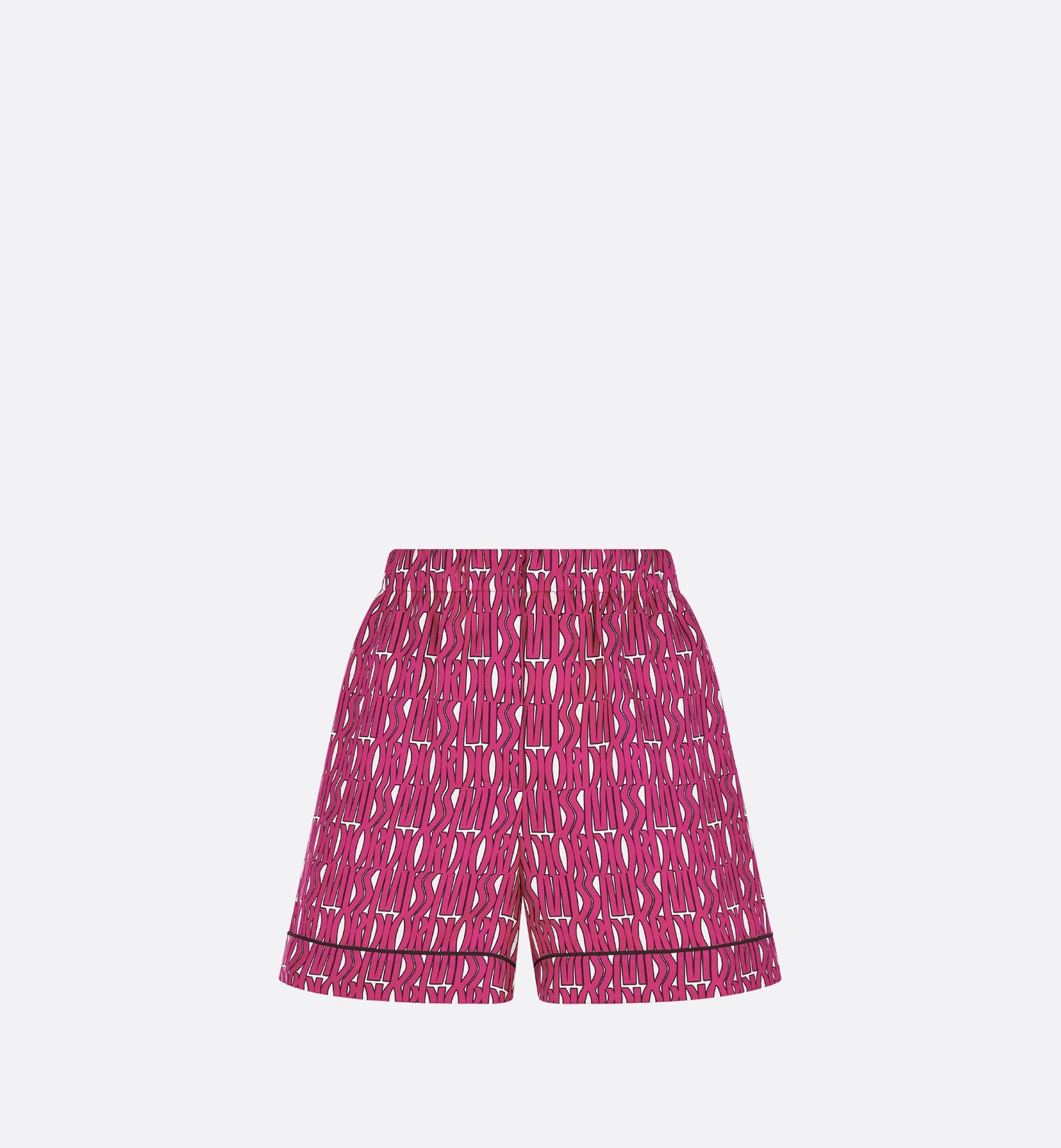 Shorts White Silk Twill With Fuchsia Miss Dior Allover Motif