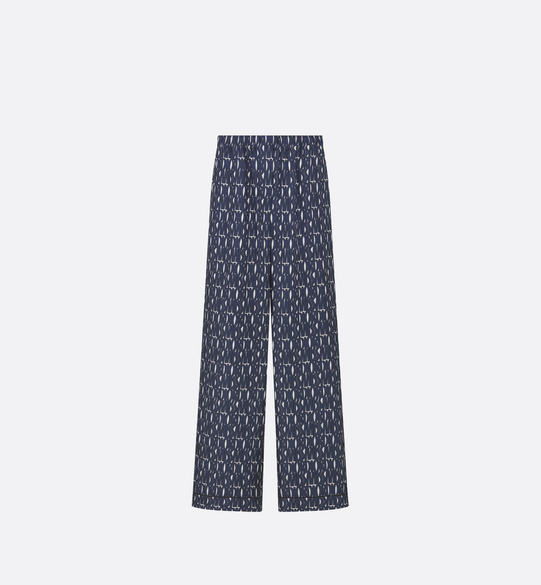 Pants White Silk Twill With Navy Blue Miss Dior Allover Motif