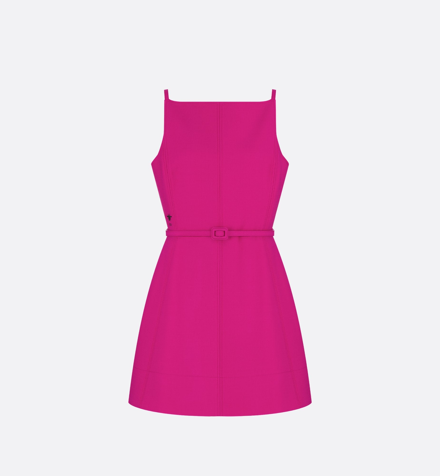 Belted Flared Dress Fuchsia Wool And Silk