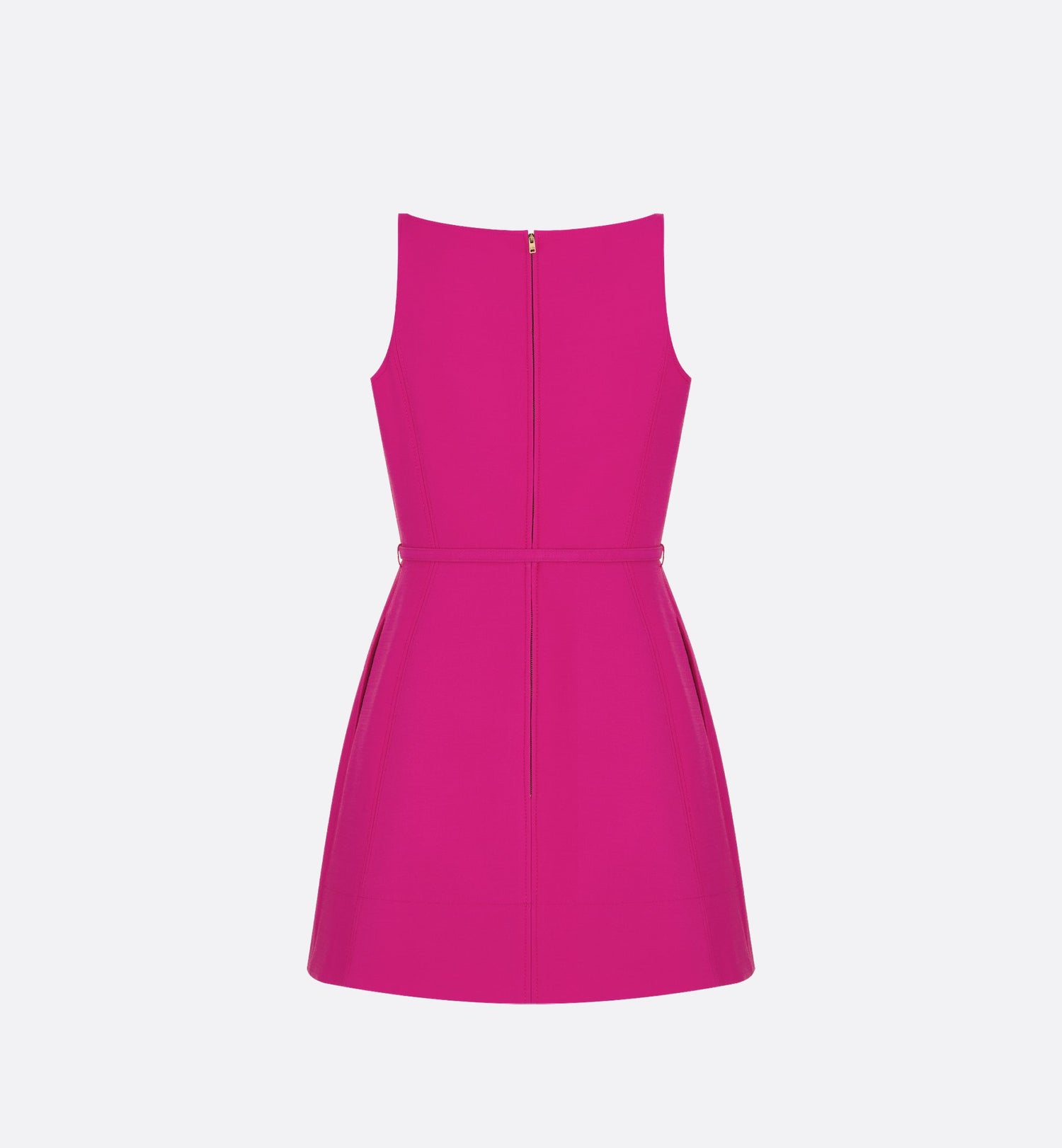 Belted Flared Dress Fuchsia Wool And Silk