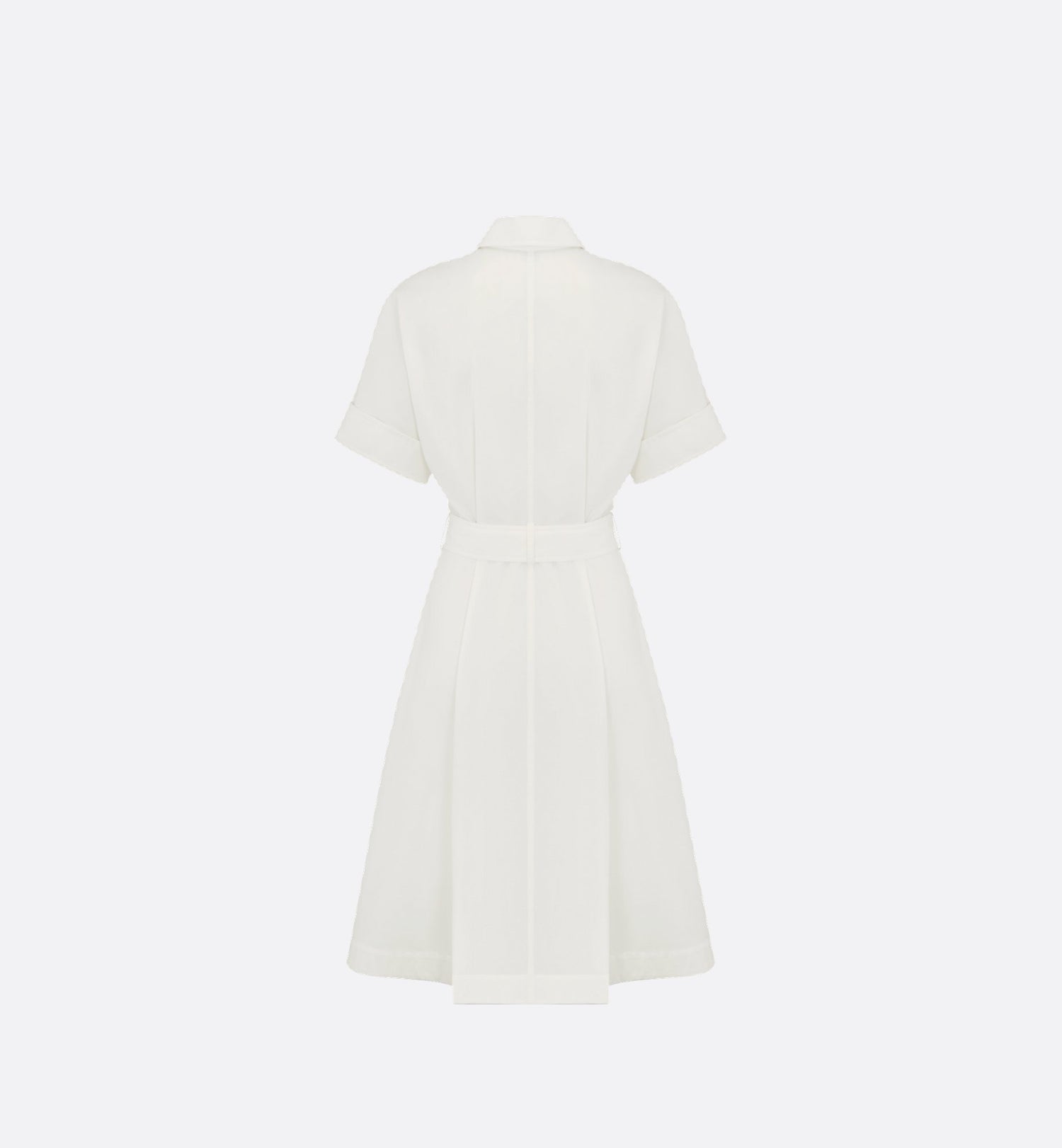 Belted Shirtdress Ecru Cotton And Silk Poplin