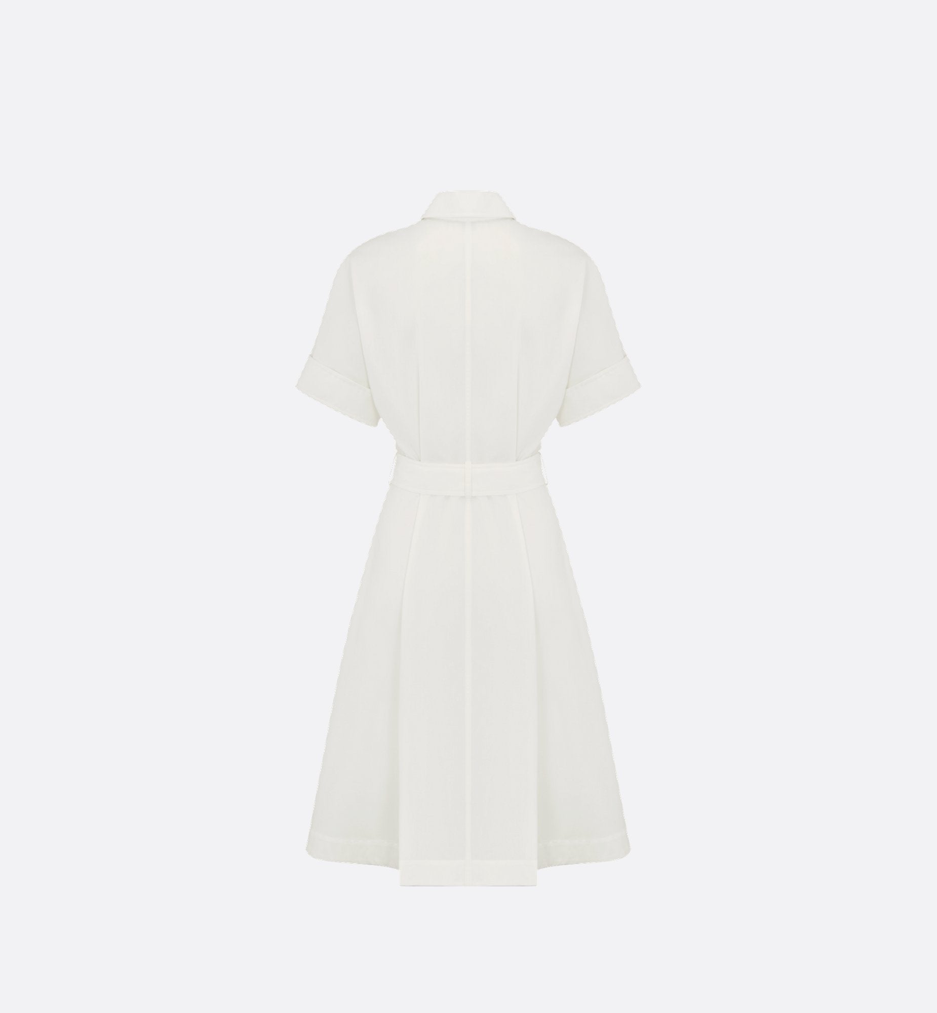 Belted Shirtdress Ecru Cotton And Silk Poplin