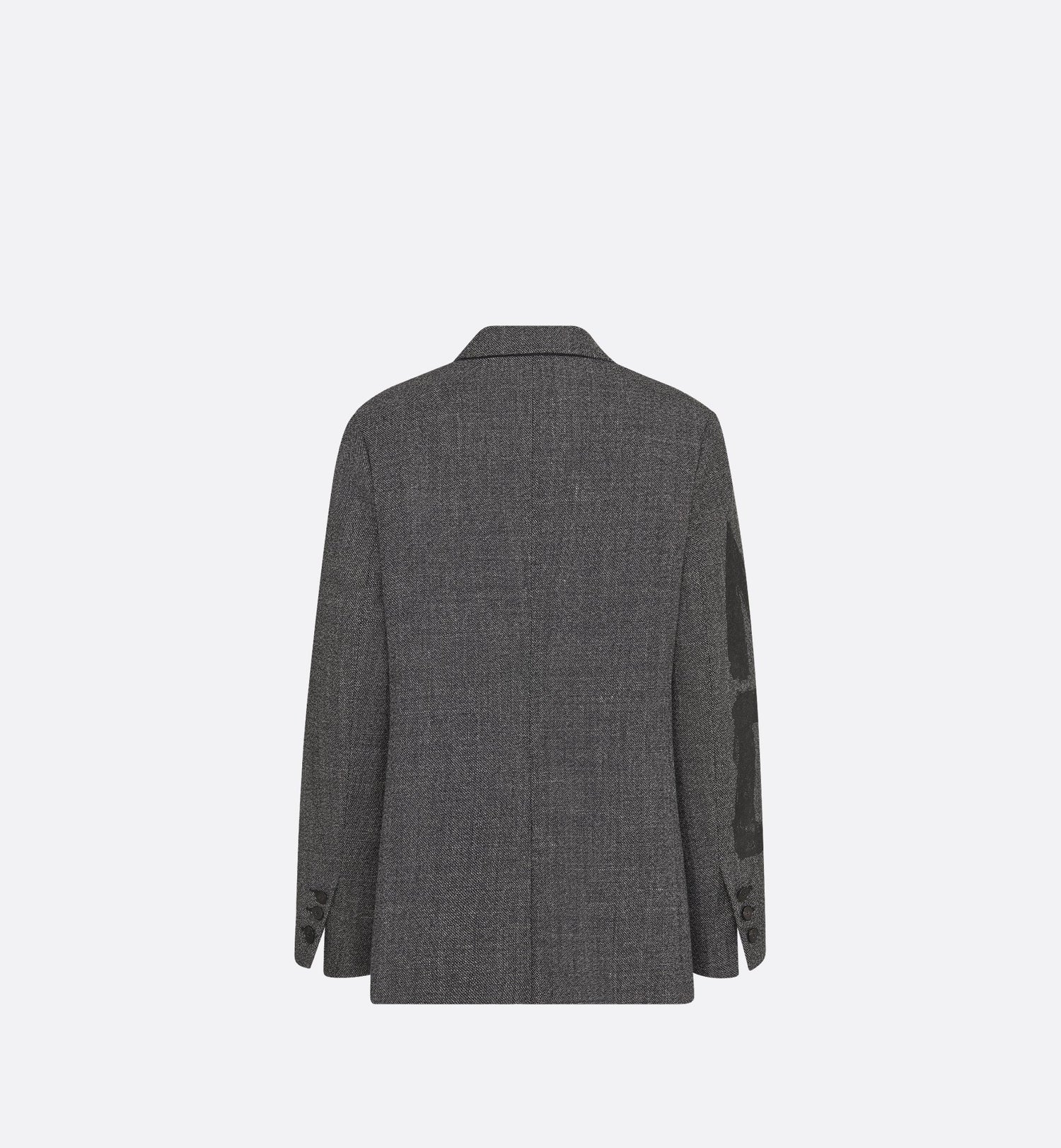 Blazer Gray End On End Virgin Wool With Black Miss Dior Graffiti Motif