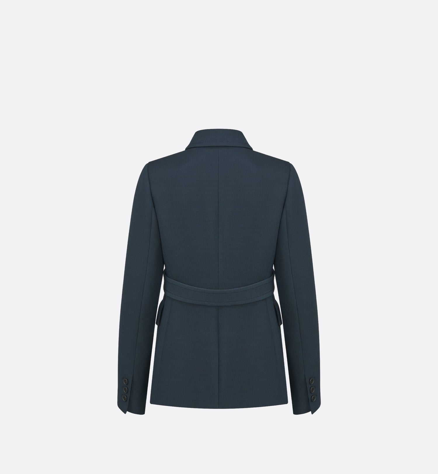 Fitted Jacket Navy Blue Wool And Silk