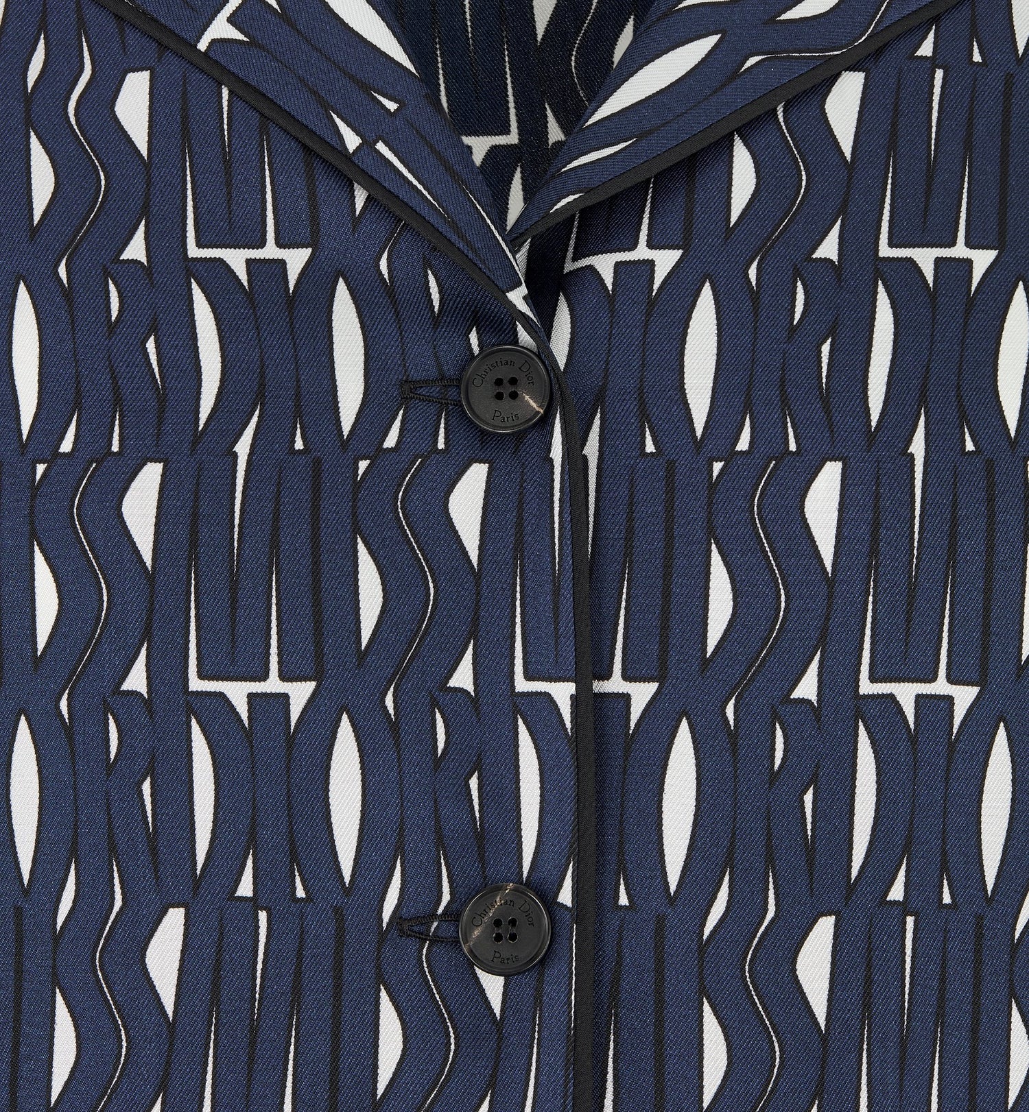 Shirt White Silk Twill With Navy Blue Miss Dior Allover Motif