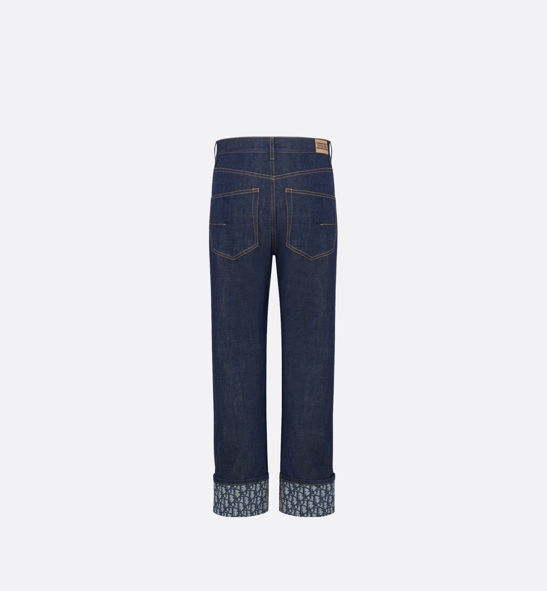 Boyfriend Jeans Blue Raw Cotton Denim With Dior Oblique Interior