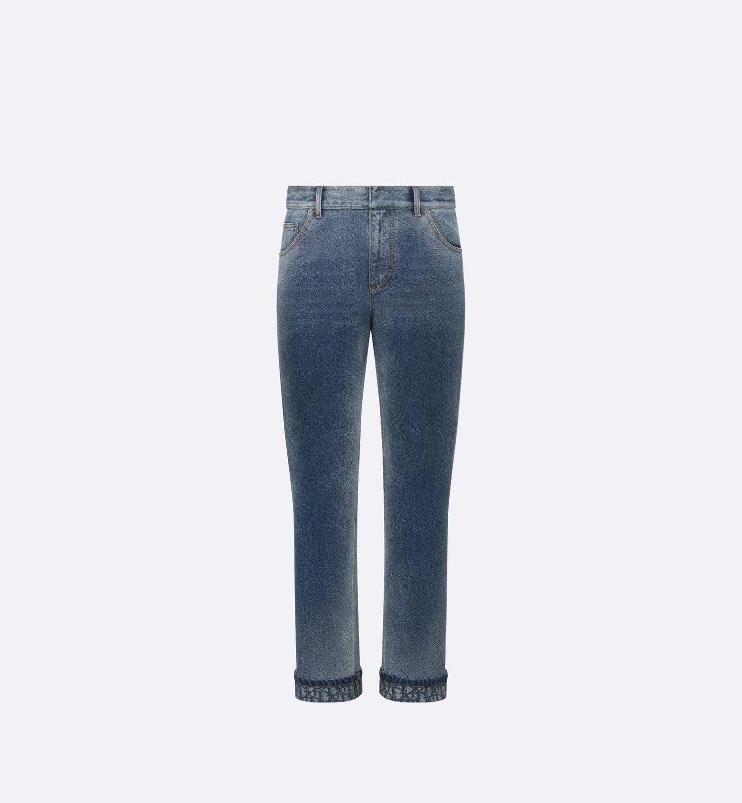 Regular-Fit Jeans Blue Stonewashed Cotton Denim With Dior Oblique Interior