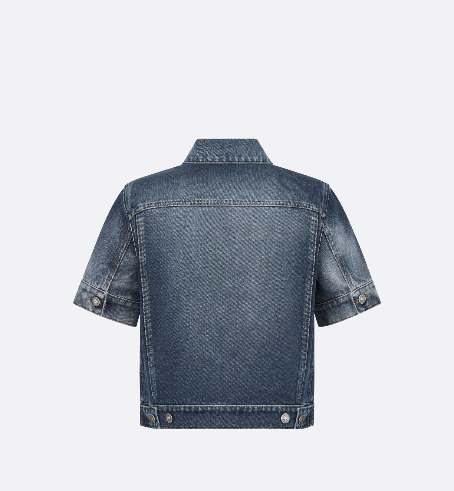 Cropped Jacket Blue Stonewashed Cotton Denim With Dior Oblique Interior