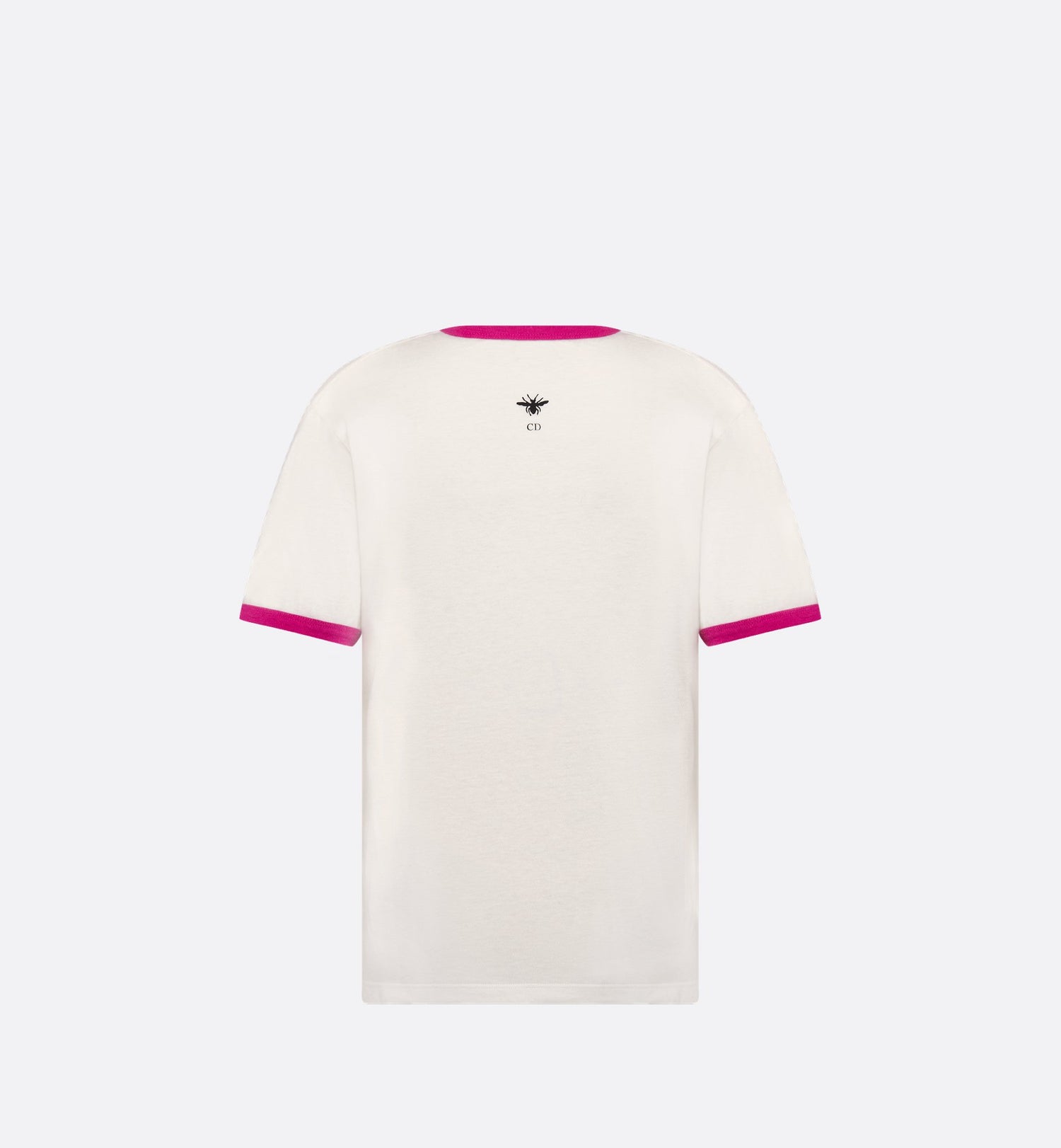 T-Shirt White Cotton And Linen Jersey With Fuchsia Miss Dior Graffiti Motif