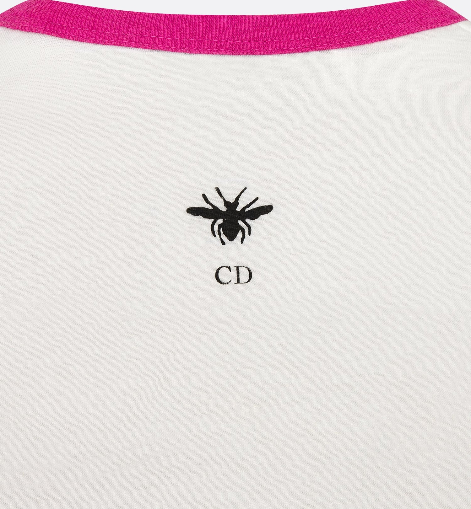 T-Shirt White Cotton And Linen Jersey With Fuchsia Miss Dior Graffiti Motif