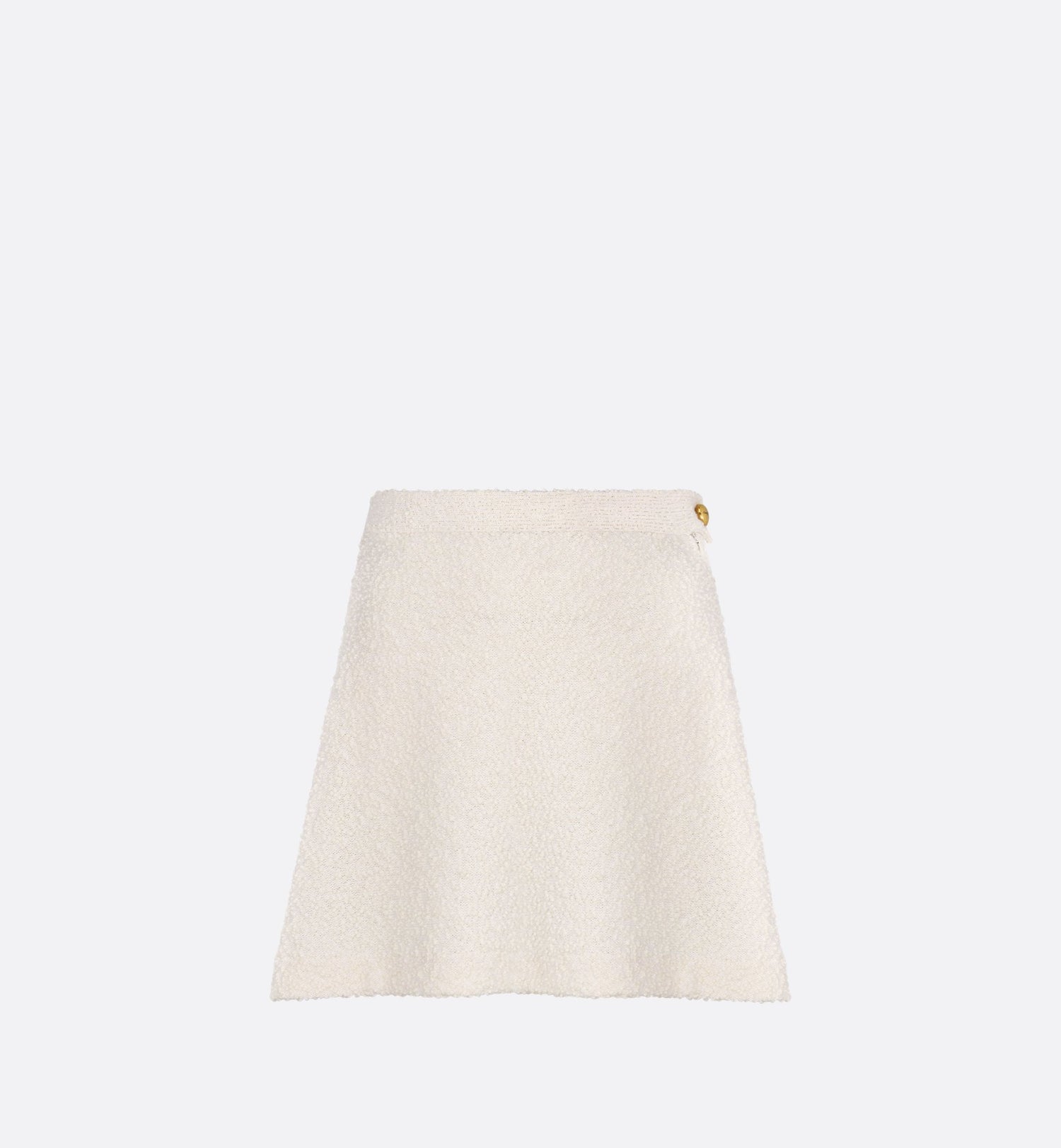 Flared Miniskirt Ecru Cotton- And Wool-Blend Knit