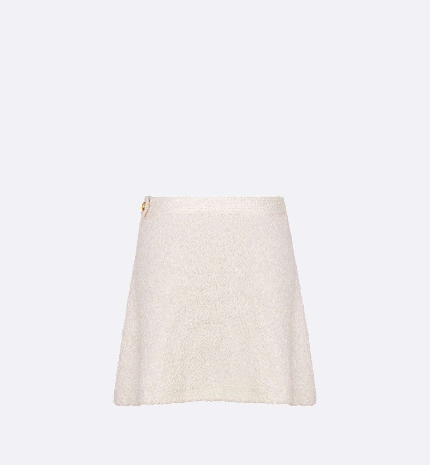 Flared Miniskirt Ecru Cotton And Wool Blend Knit