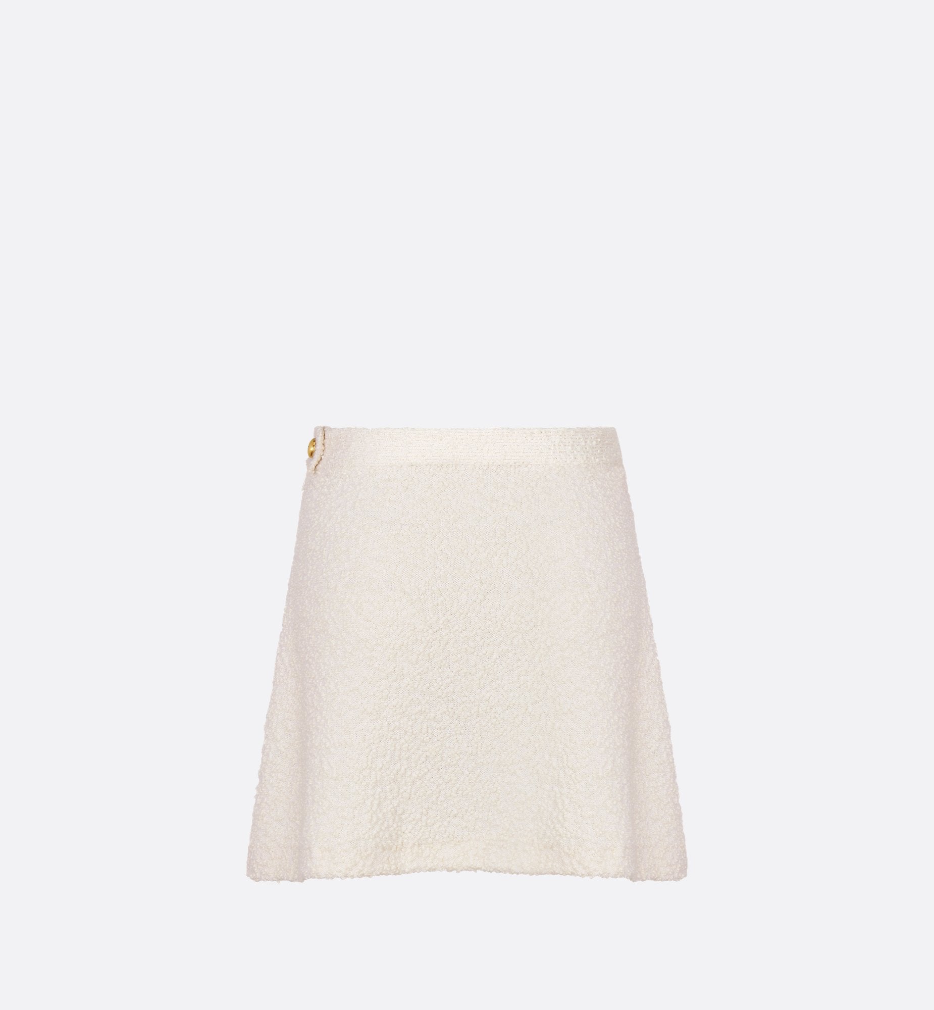 Flared Miniskirt Ecru Cotton- And Wool-Blend Knit