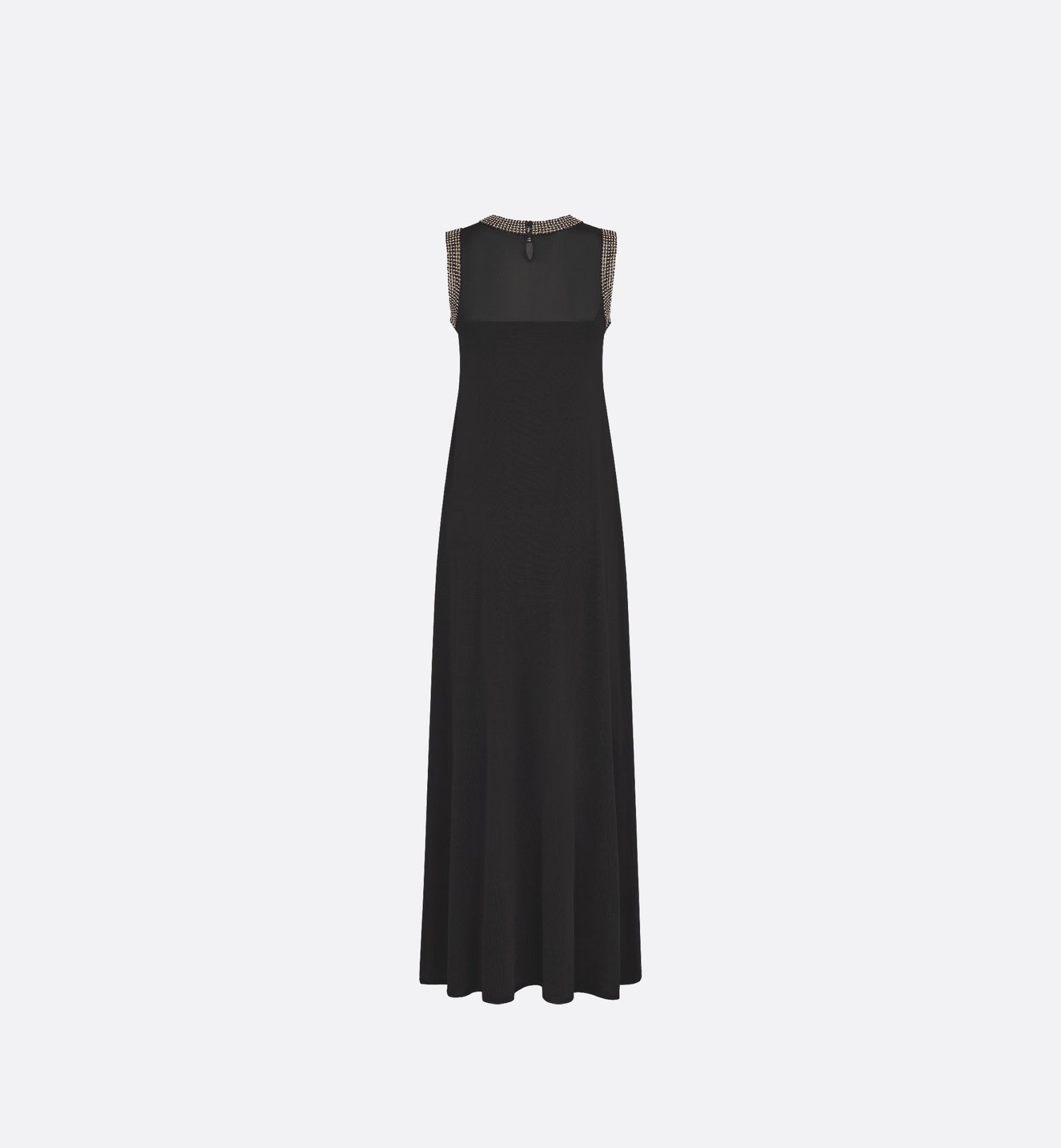 Embroidered Long Dress Black Silk Knit