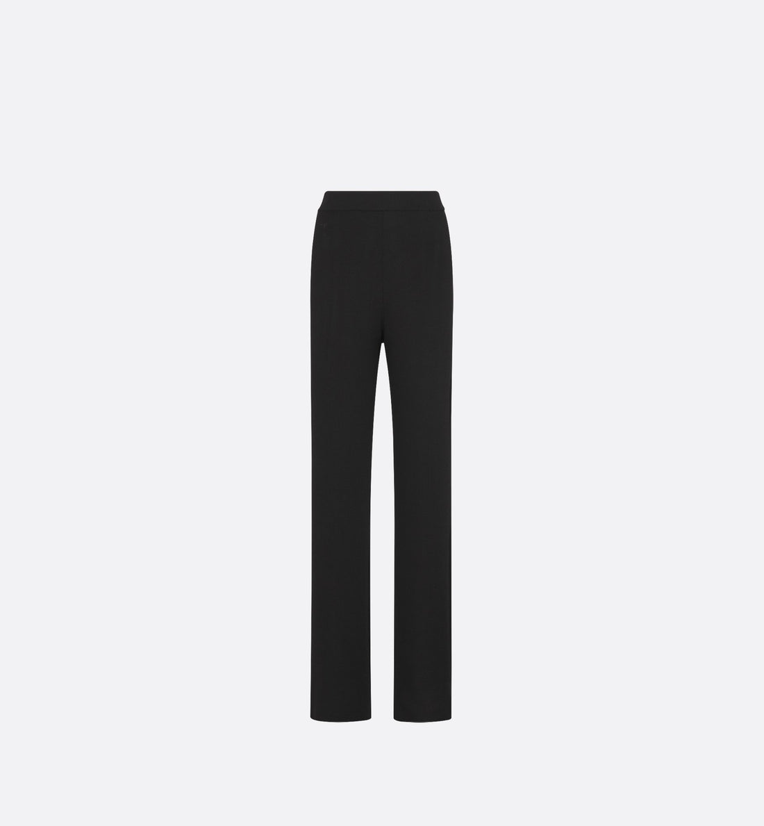 Flared Pants Black Silk Ribbed Knit