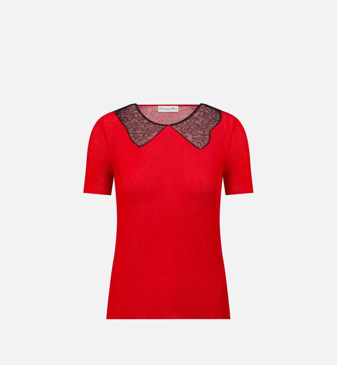 Dioramour Short-Sleeved Sweater Red Cotton-Blend Knit