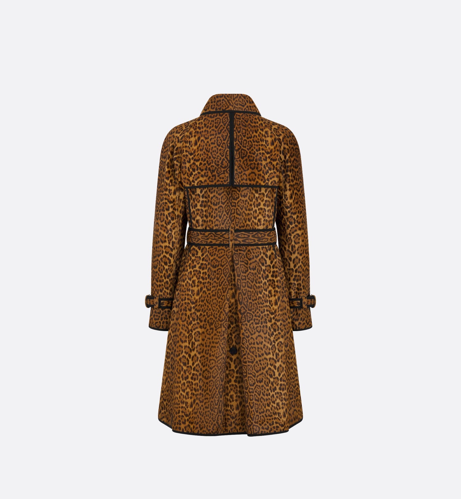 Trench Coat Camel Calfskin With Brown Leopard Motif