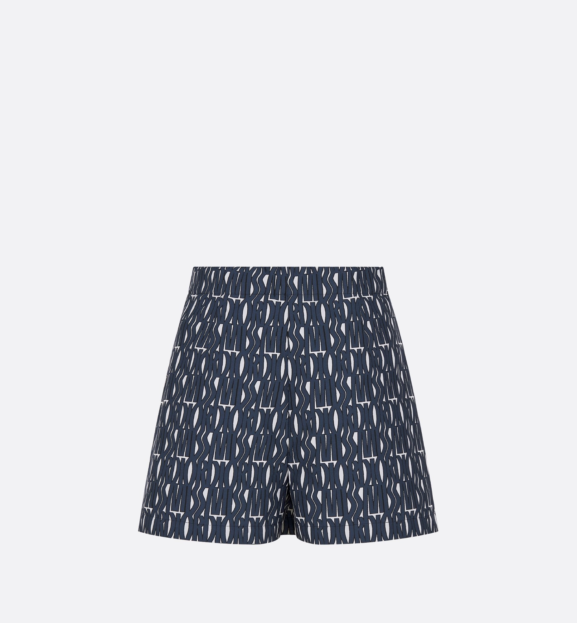 Skort White Technical Taffeta Jacquard With Navy Blue Miss Dior Allover Motif