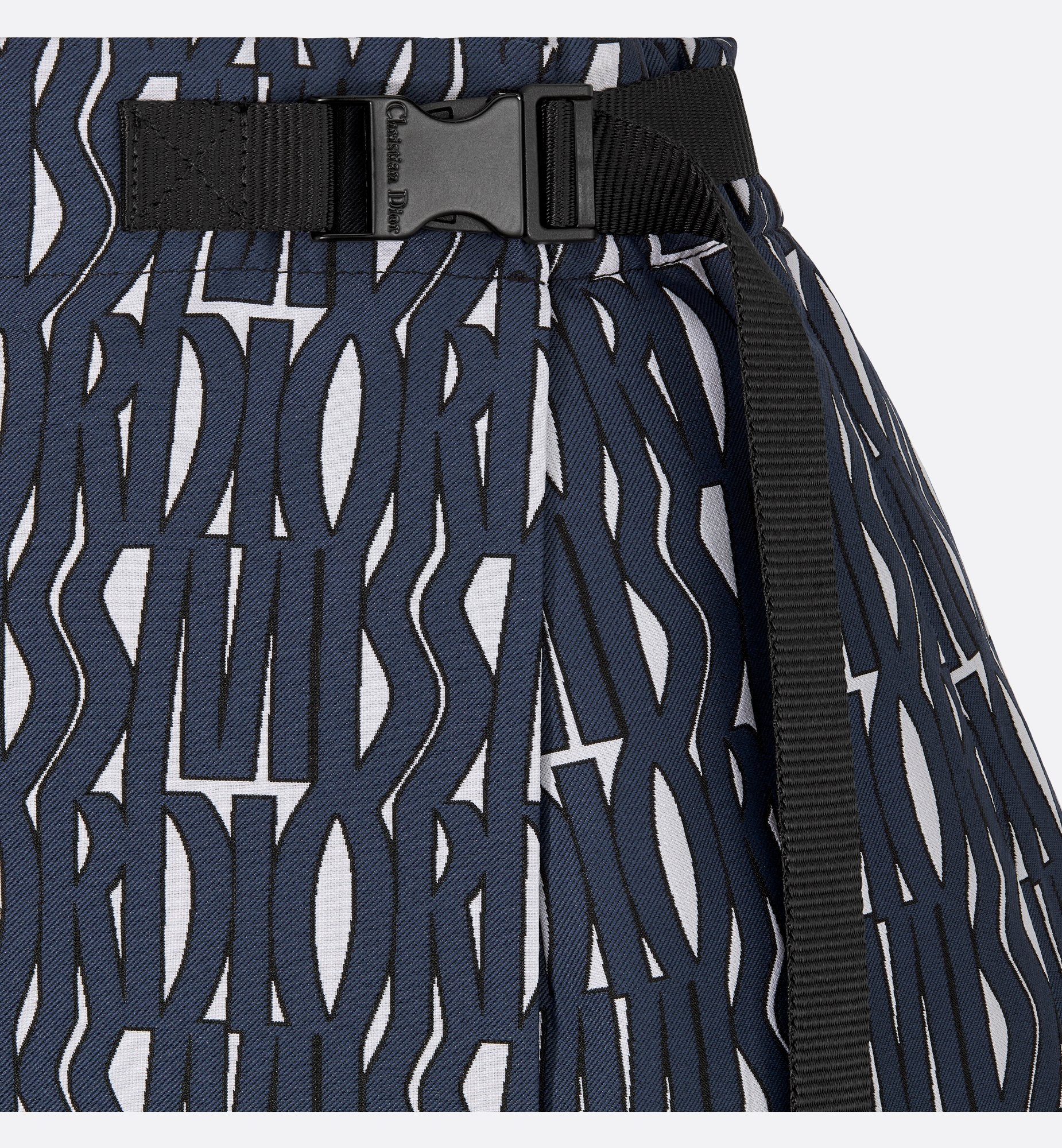 Skort White Technical Taffeta Jacquard With Navy Blue Miss Dior Allover Motif