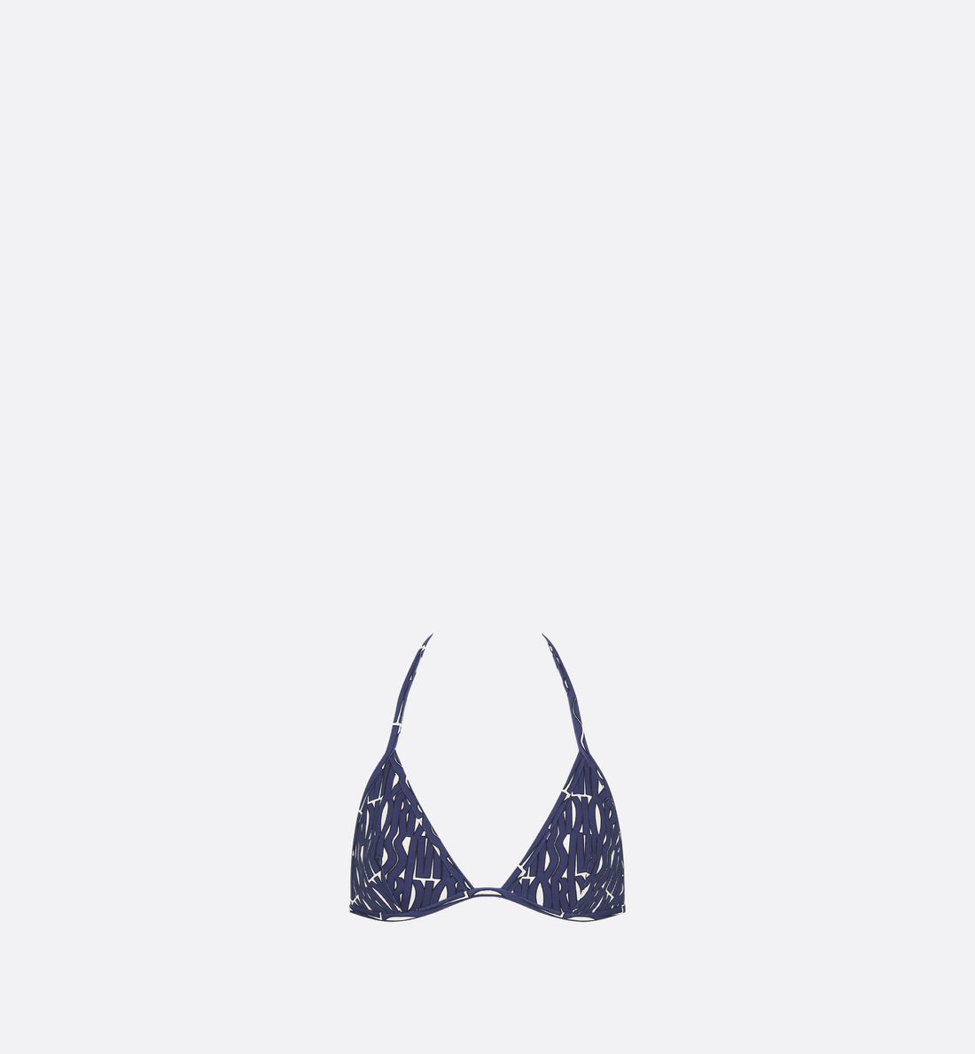 Bikini Top White Technical Fabric With Navy Blue Miss Dior Allover Motif