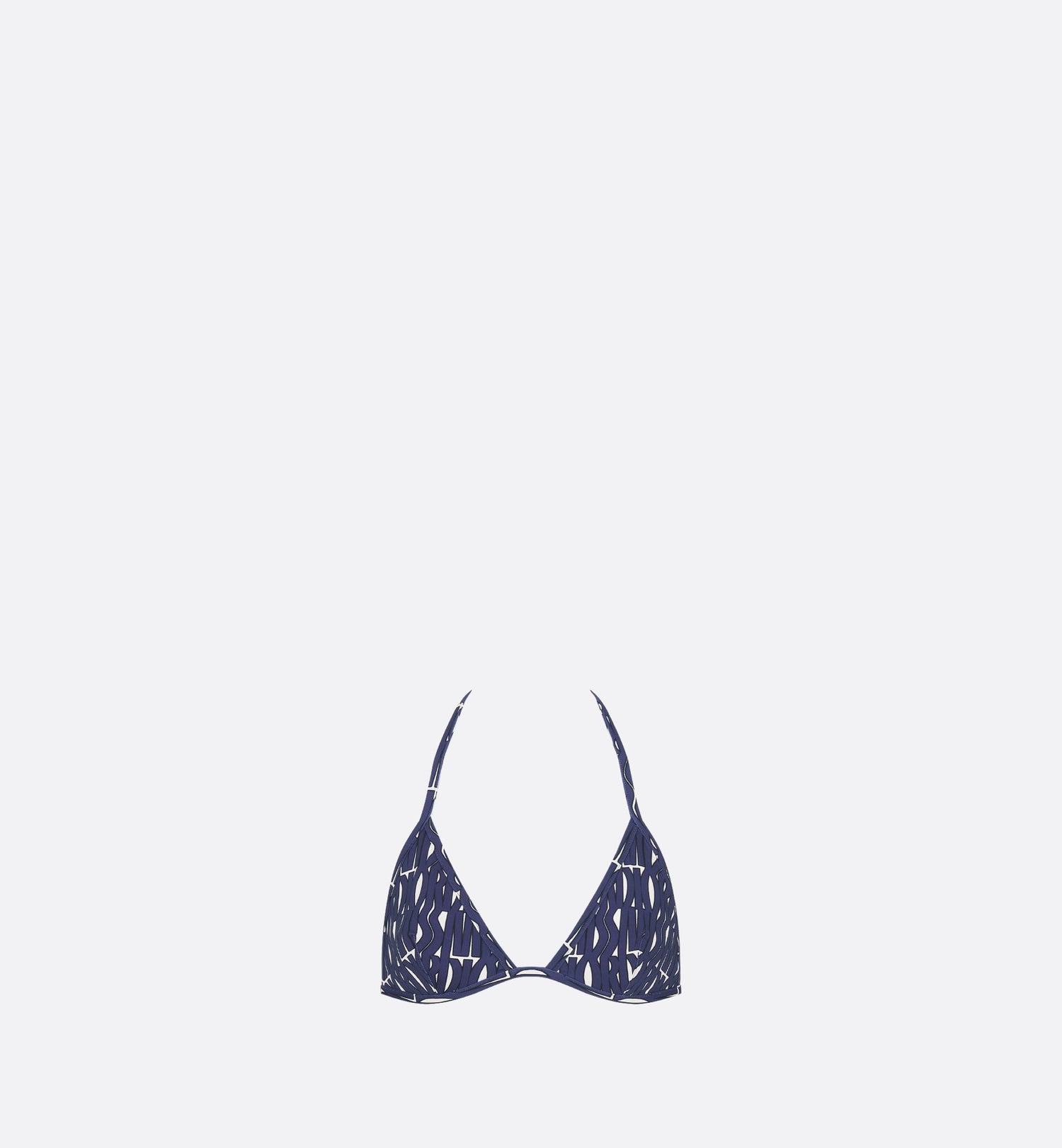 Bikini Top White Technical Fabric With Navy Blue Miss Dior Allover Motif