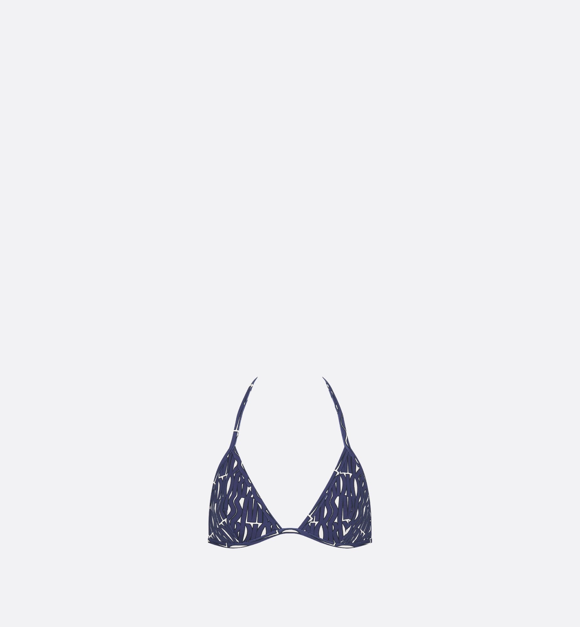 Bikini Top White Technical Fabric With Navy Blue Miss Dior Allover Motif