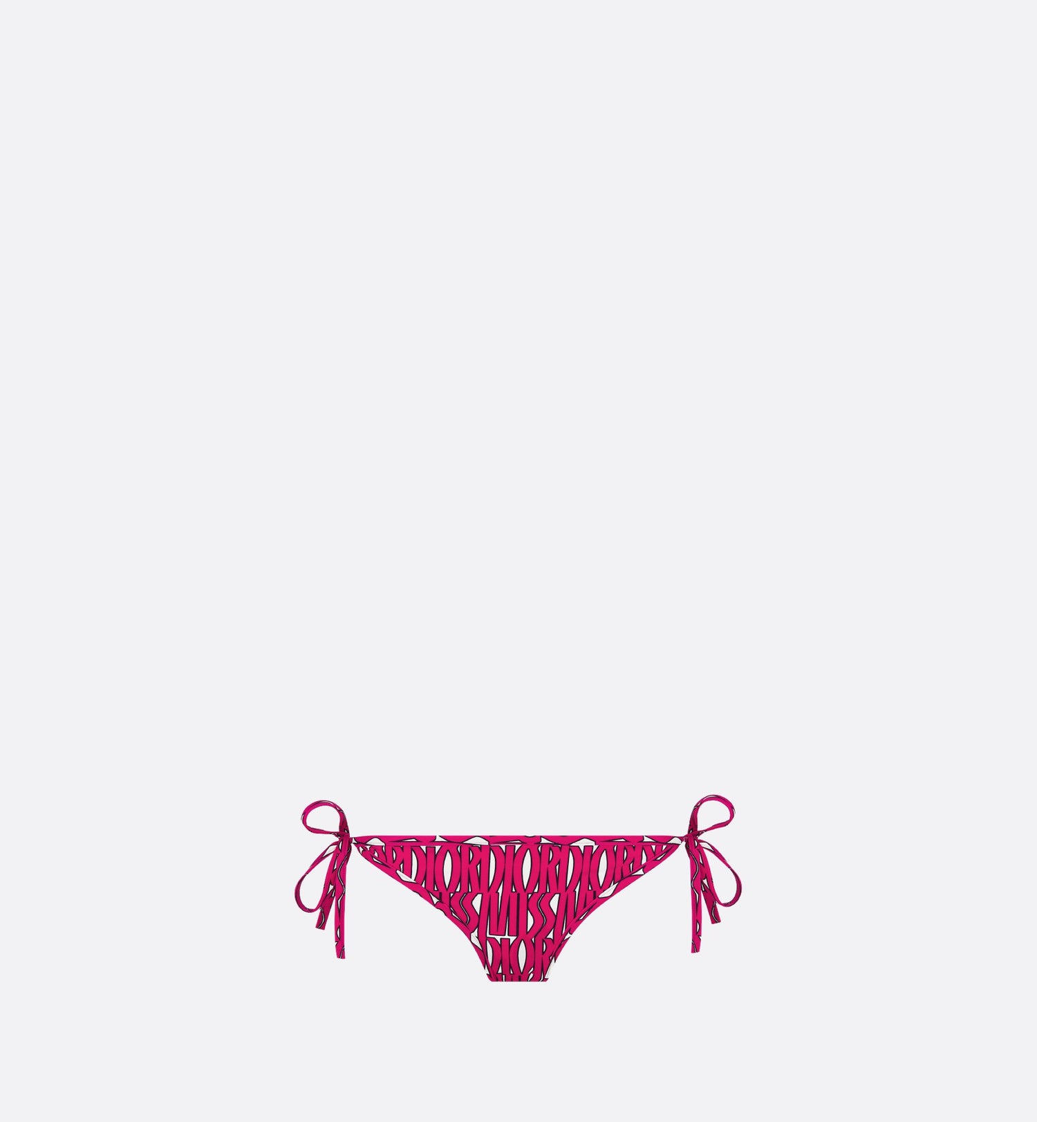 Bikini Bottom White Technical Fabric With Fuchsia Miss Dior Allover Motif