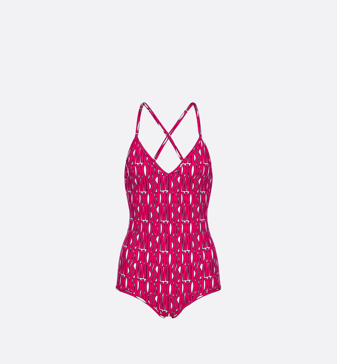 One-Piece Swimsuit White Technical Fabric With Fuchsia Miss Dior Allover Motif