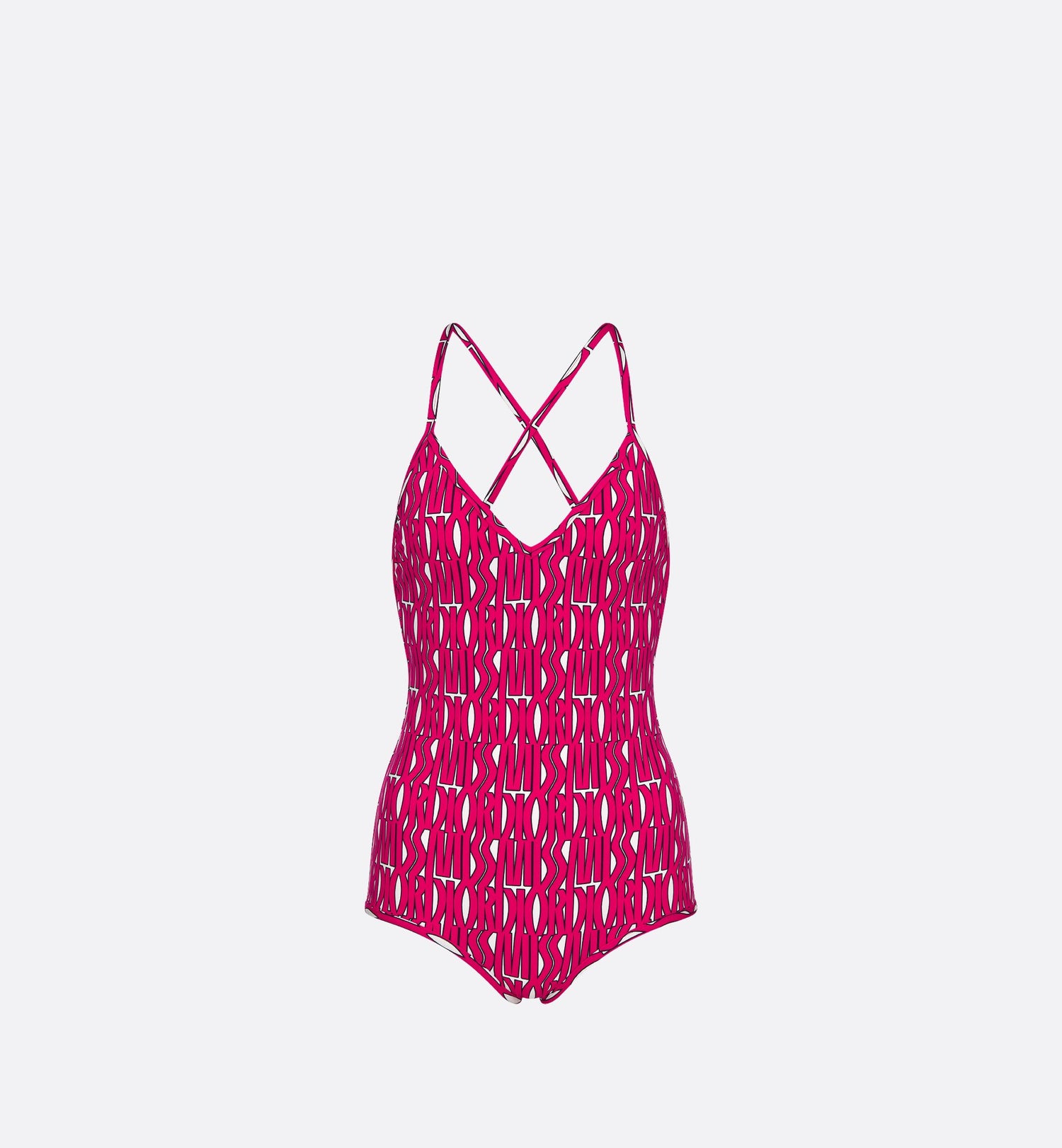 One Piece Swimsuit White Technical Fabric With Fuchsia Miss Dior Allover Motif